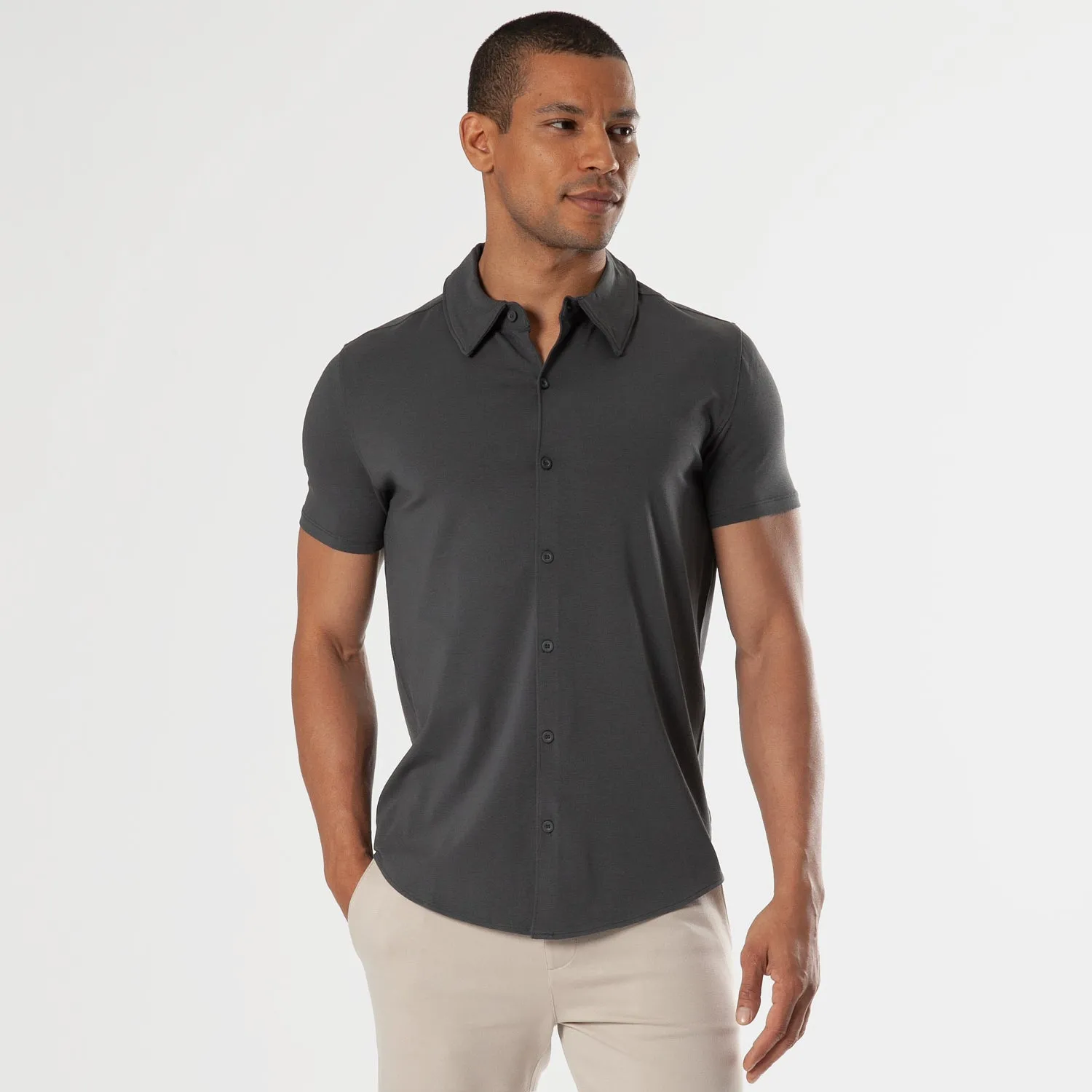 Carbon Short Sleeve Knit Shirt sold by True Classic