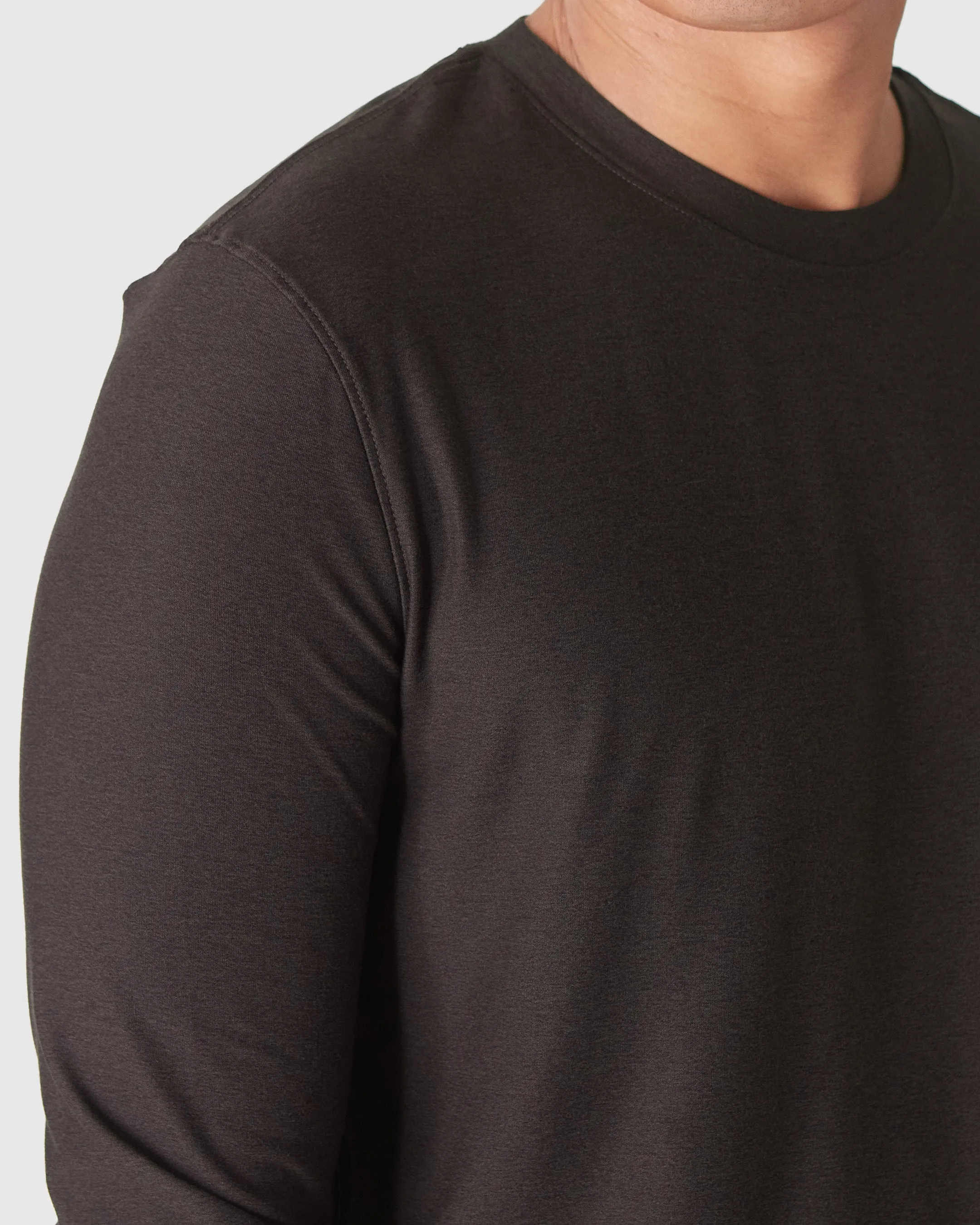 Dark Heather Cocoa Active Long Sleeve Crew T-Shirt sold by True Classic product image thumbnail 5