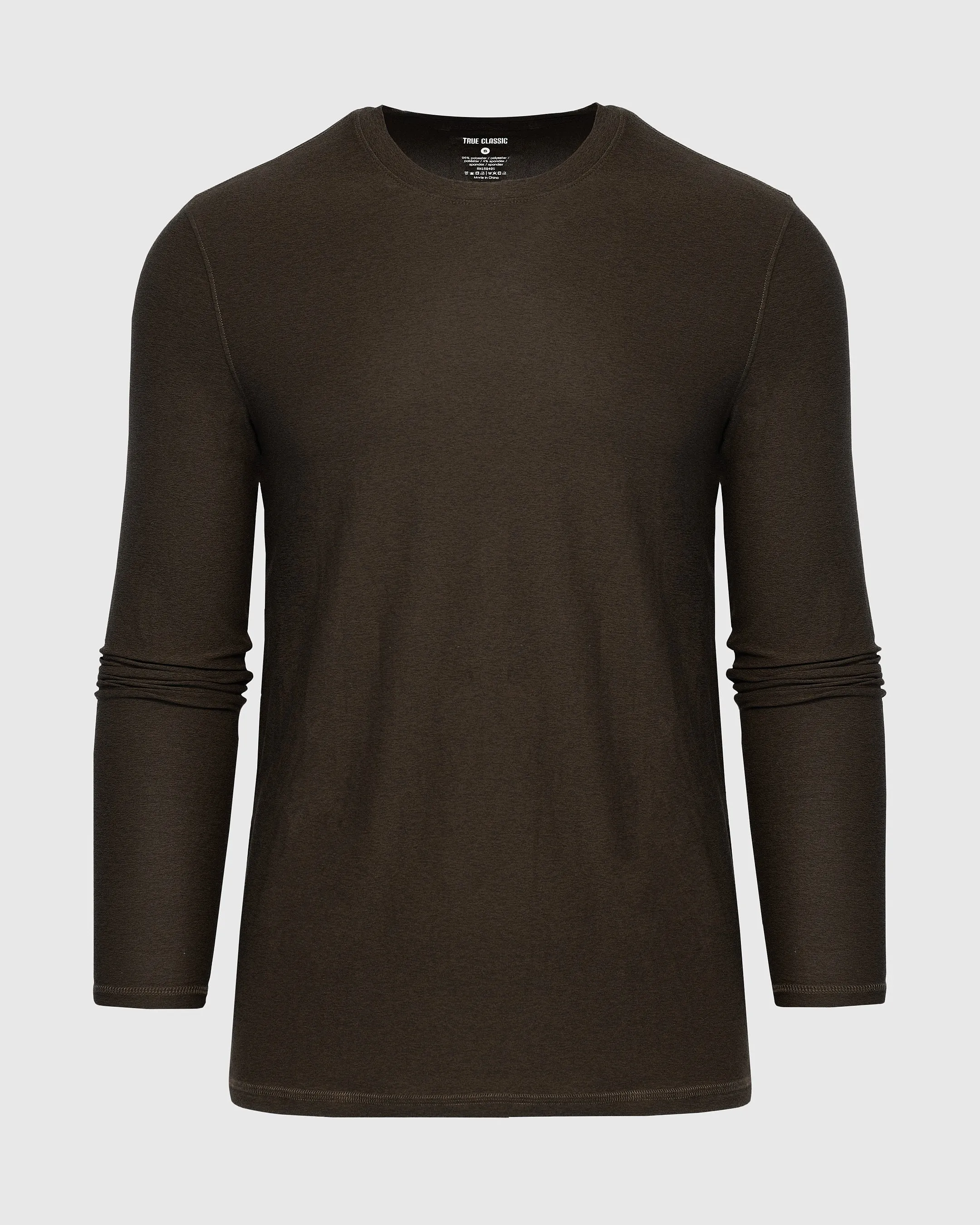 Dark Heather Cocoa Active Long Sleeve Crew T-Shirt sold by True Classic product image thumbnail 2