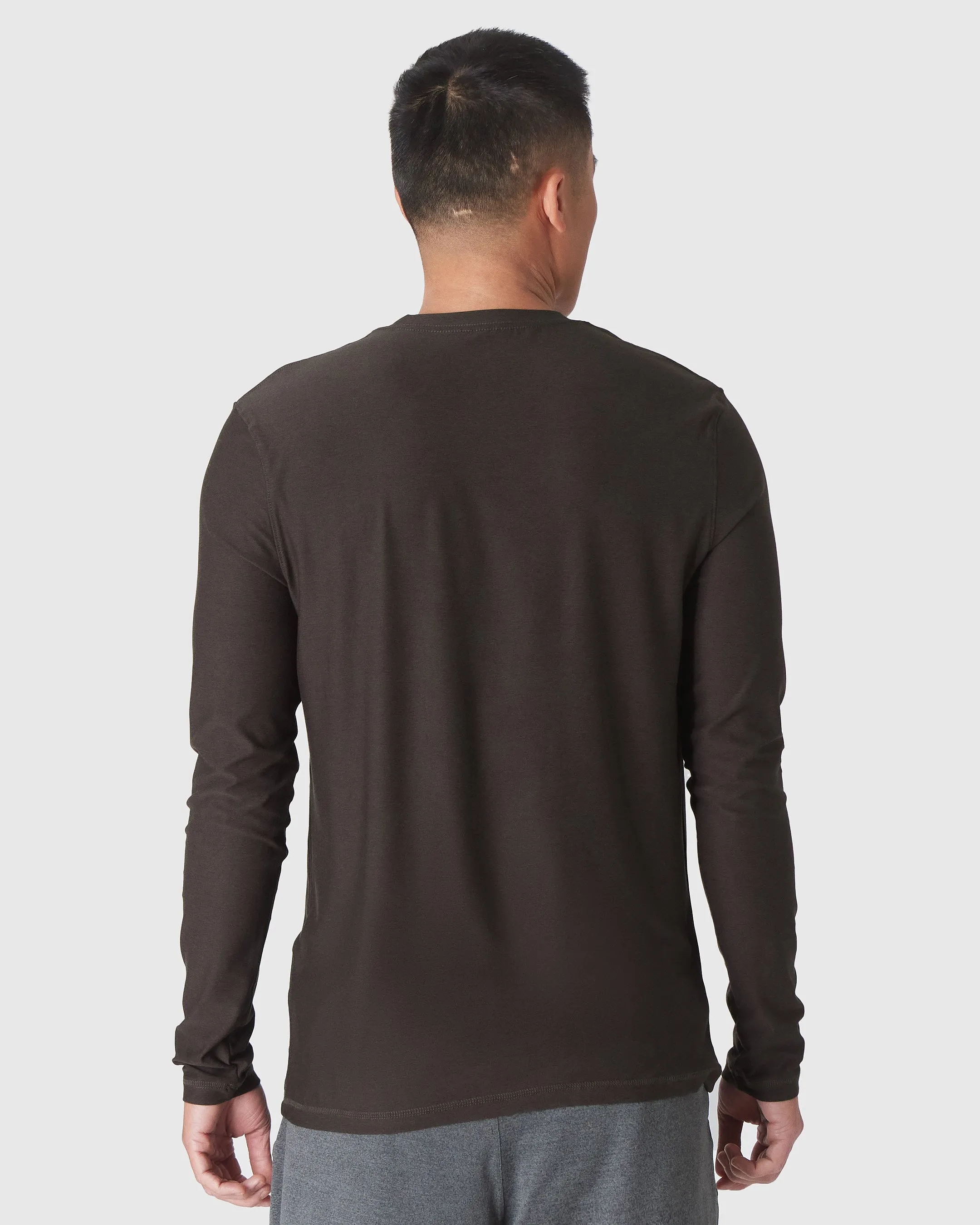 Dark Heather Cocoa Active Long Sleeve Crew T-Shirt sold by True Classic product image thumbnail 3