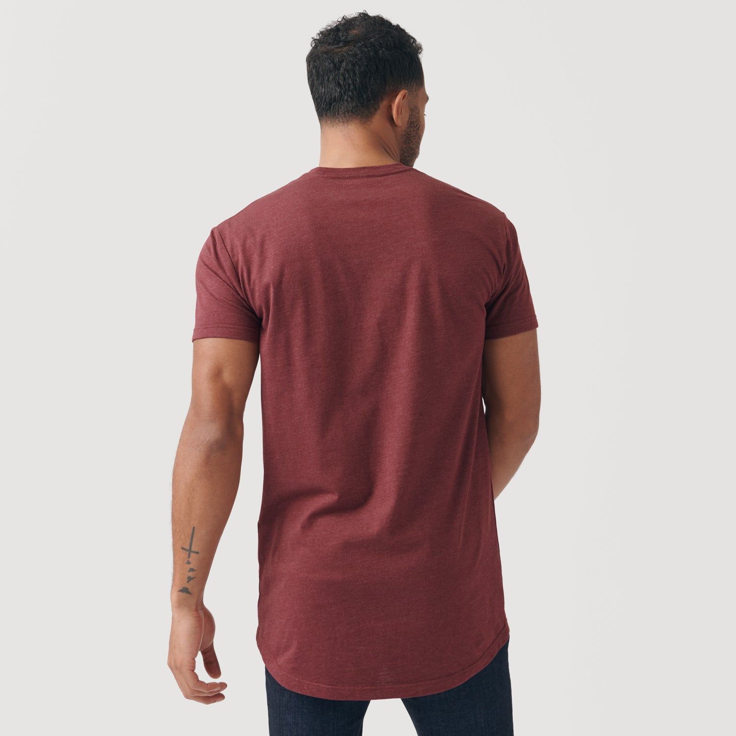 Burgundy Tall Round Hem Crew Neck T-Shirt sold by True Classic product image thumbnail 3