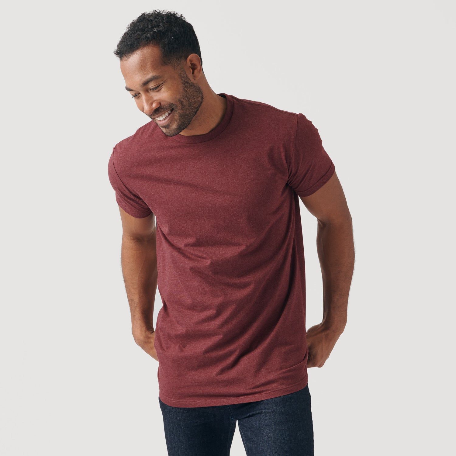 Burgundy Tall Round Hem Crew Neck T-Shirt sold by True Classic
