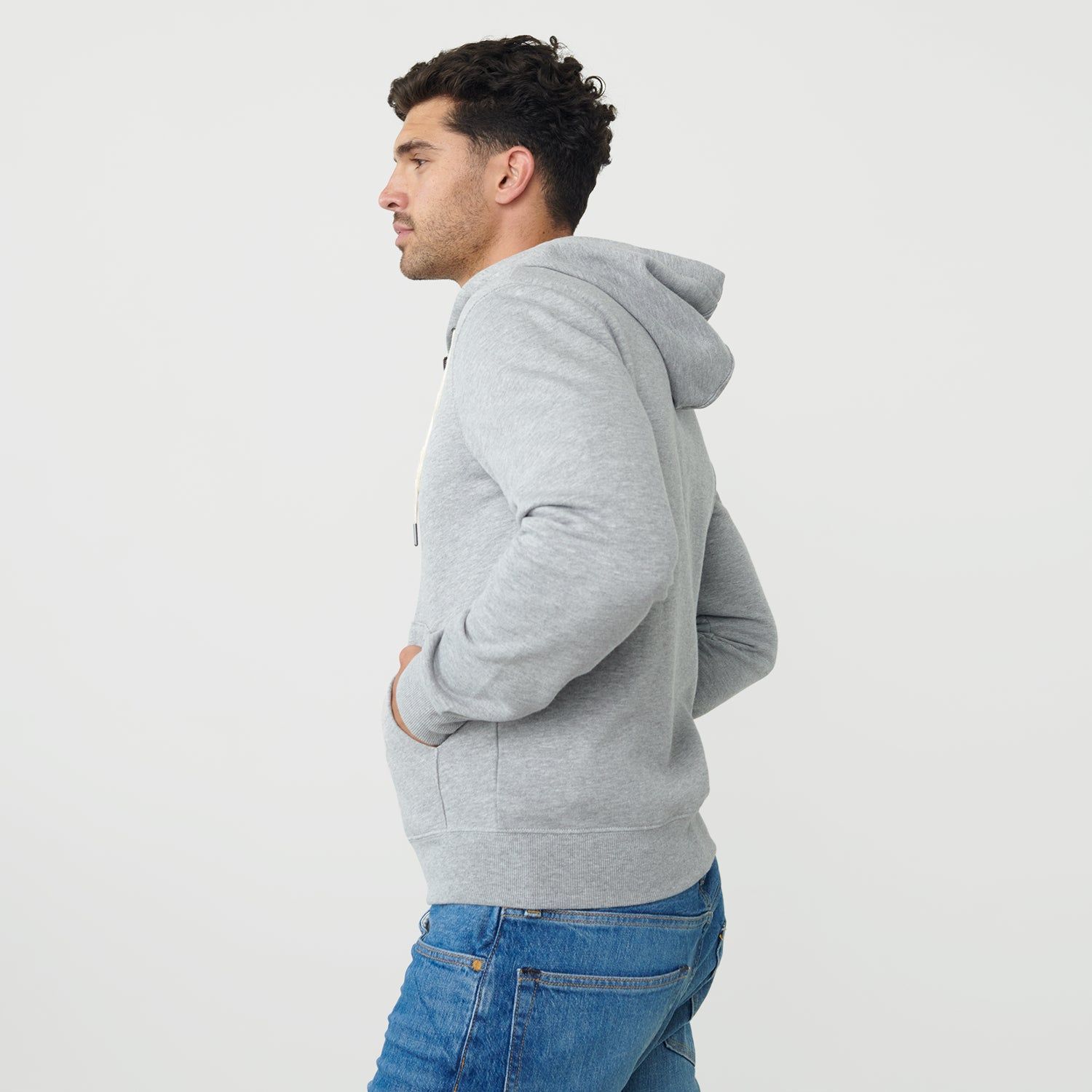 Heather Gray Zip Fleece Hoodie sold by True Classic product image thumbnail 4