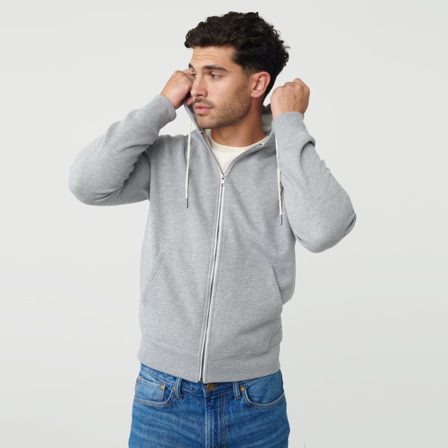 Heather Gray Zip Fleece Hoodie sold by True Classic