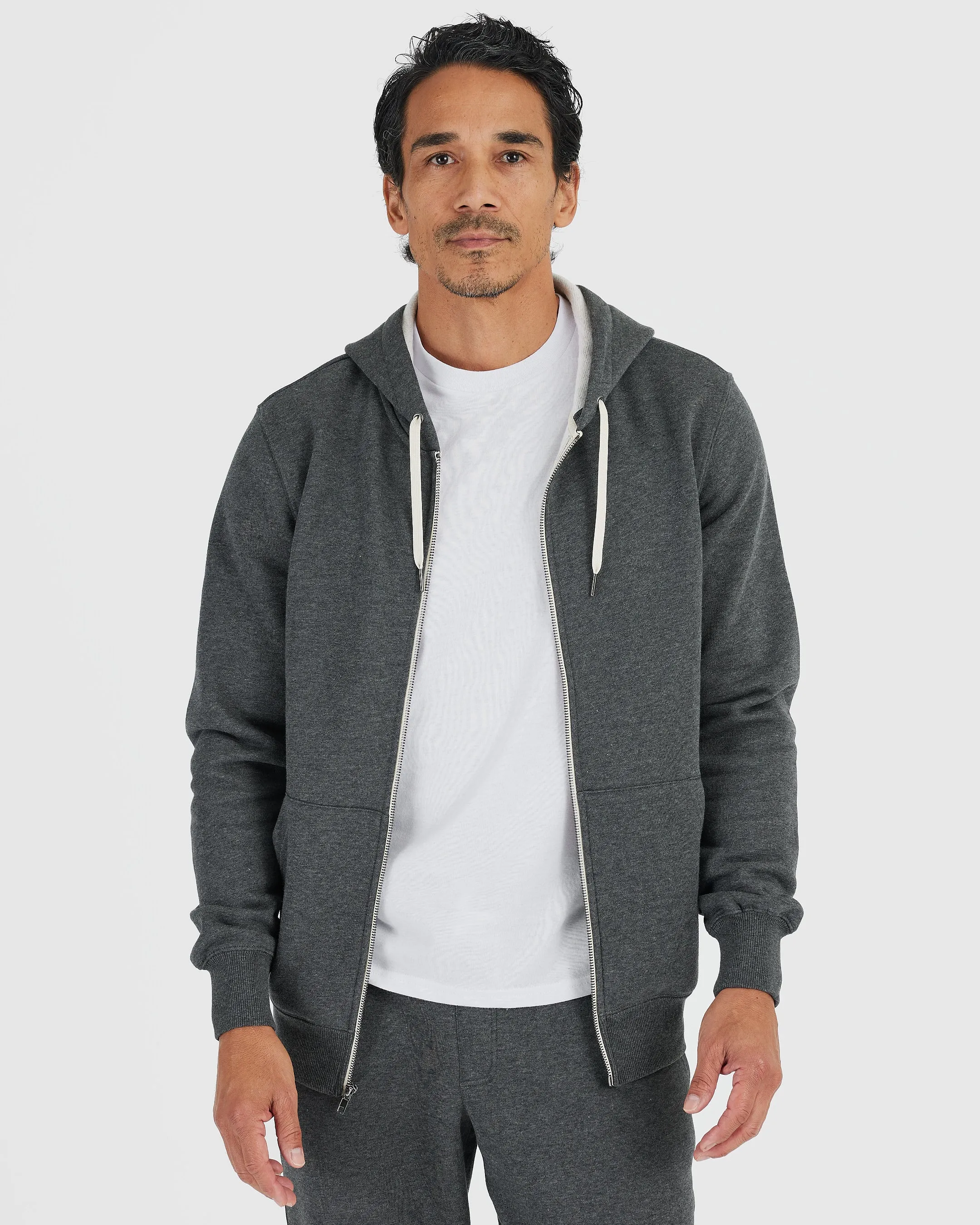 Charcoal Heather Gray Fleece Zip Hoodie and Jogger Set sold by True Classic product image thumbnail 2