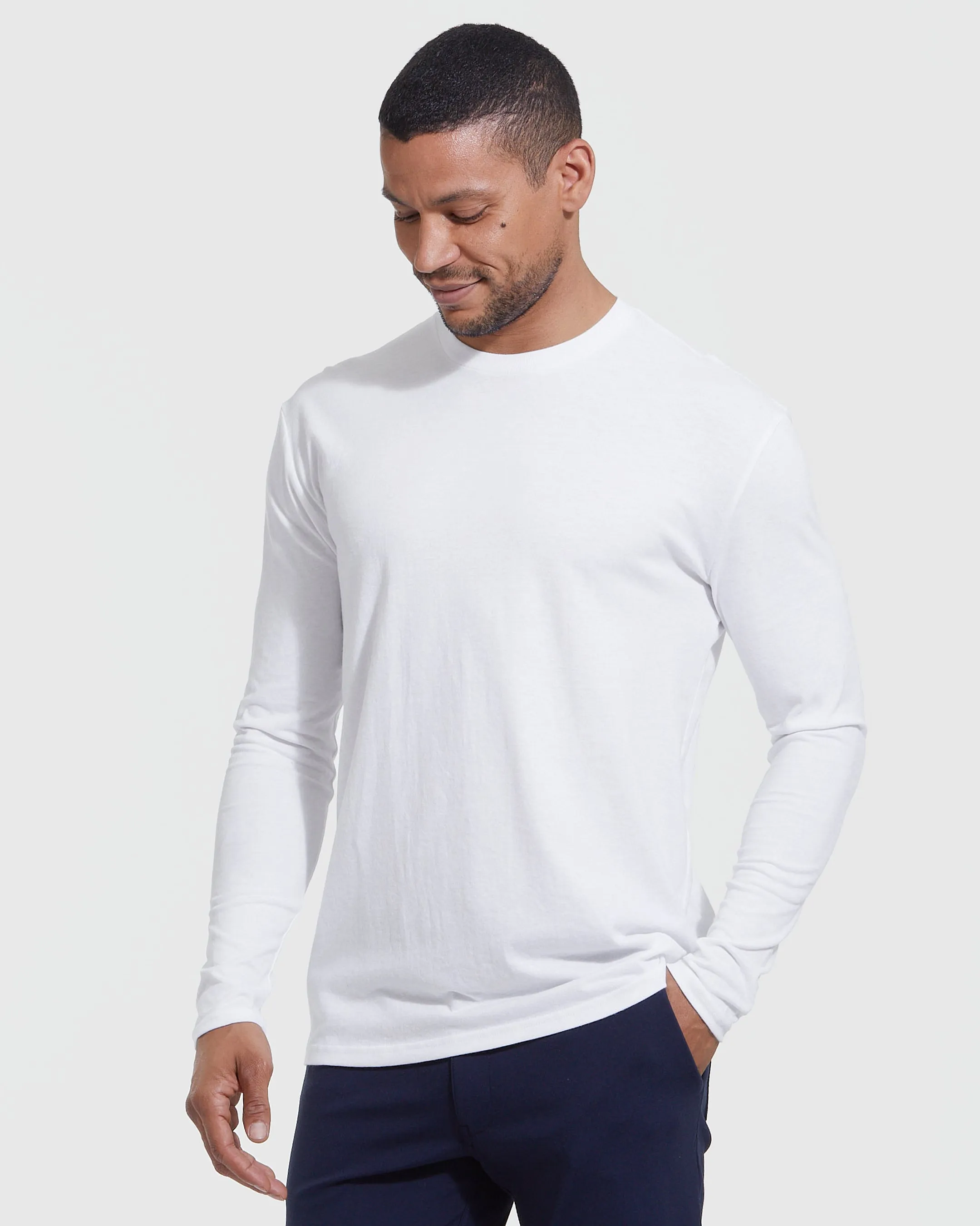 All White Long Sleeve Crew Neck 3-Pack sold by True Classic product image thumbnail 2