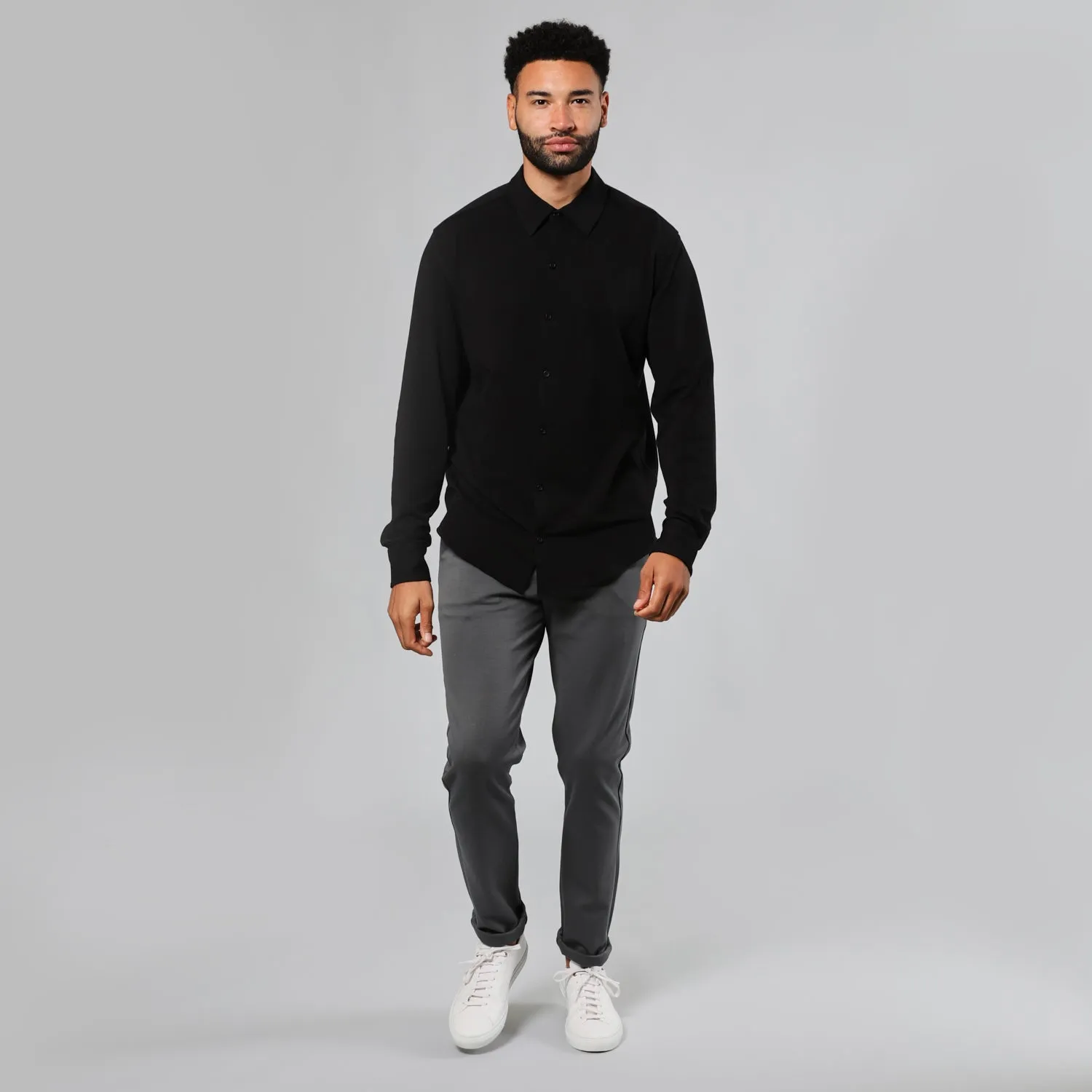 Black Long Sleeve Knit Shirt sold by True Classic product image thumbnail 5