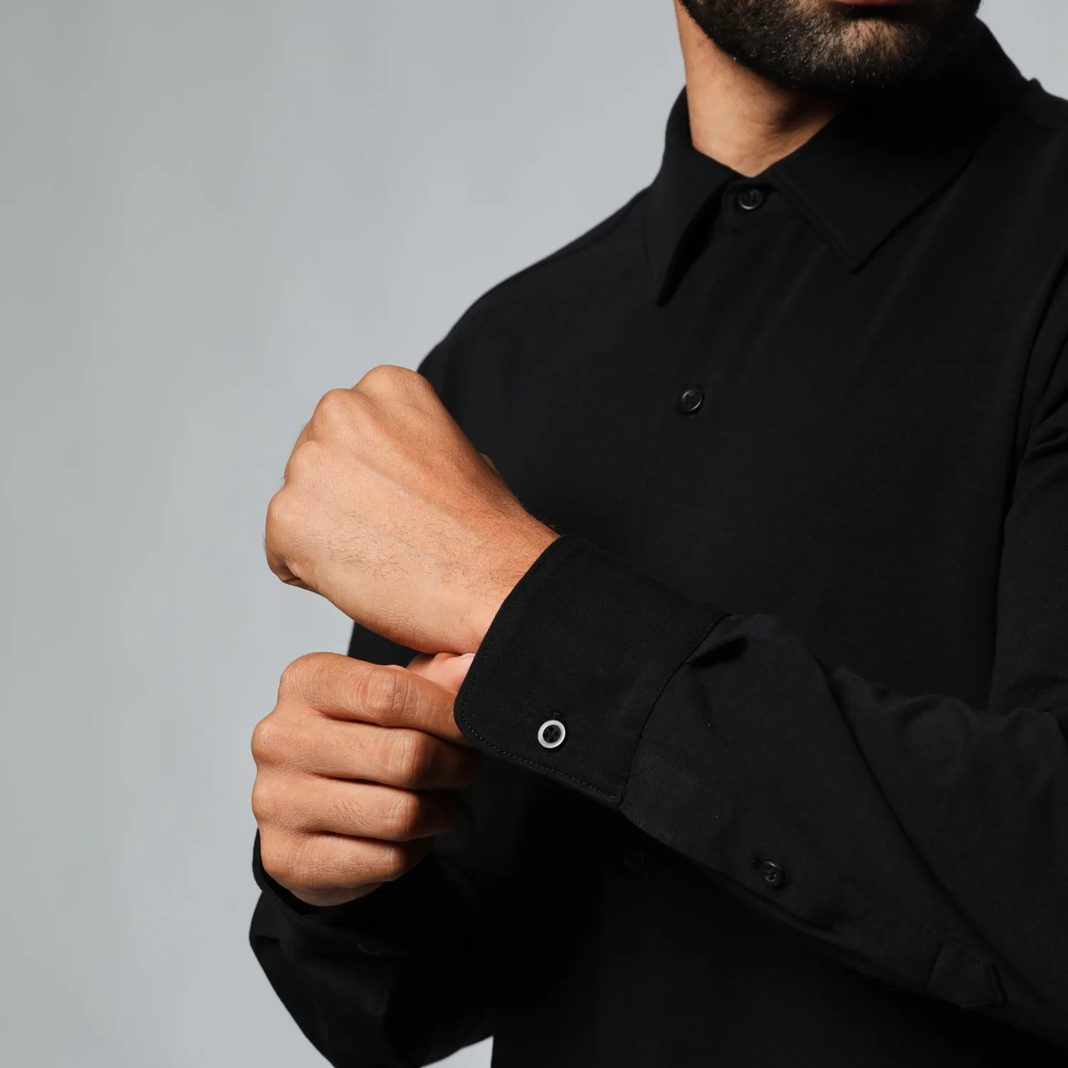 Black Long Sleeve Knit Shirt sold by True Classic product image thumbnail 4
