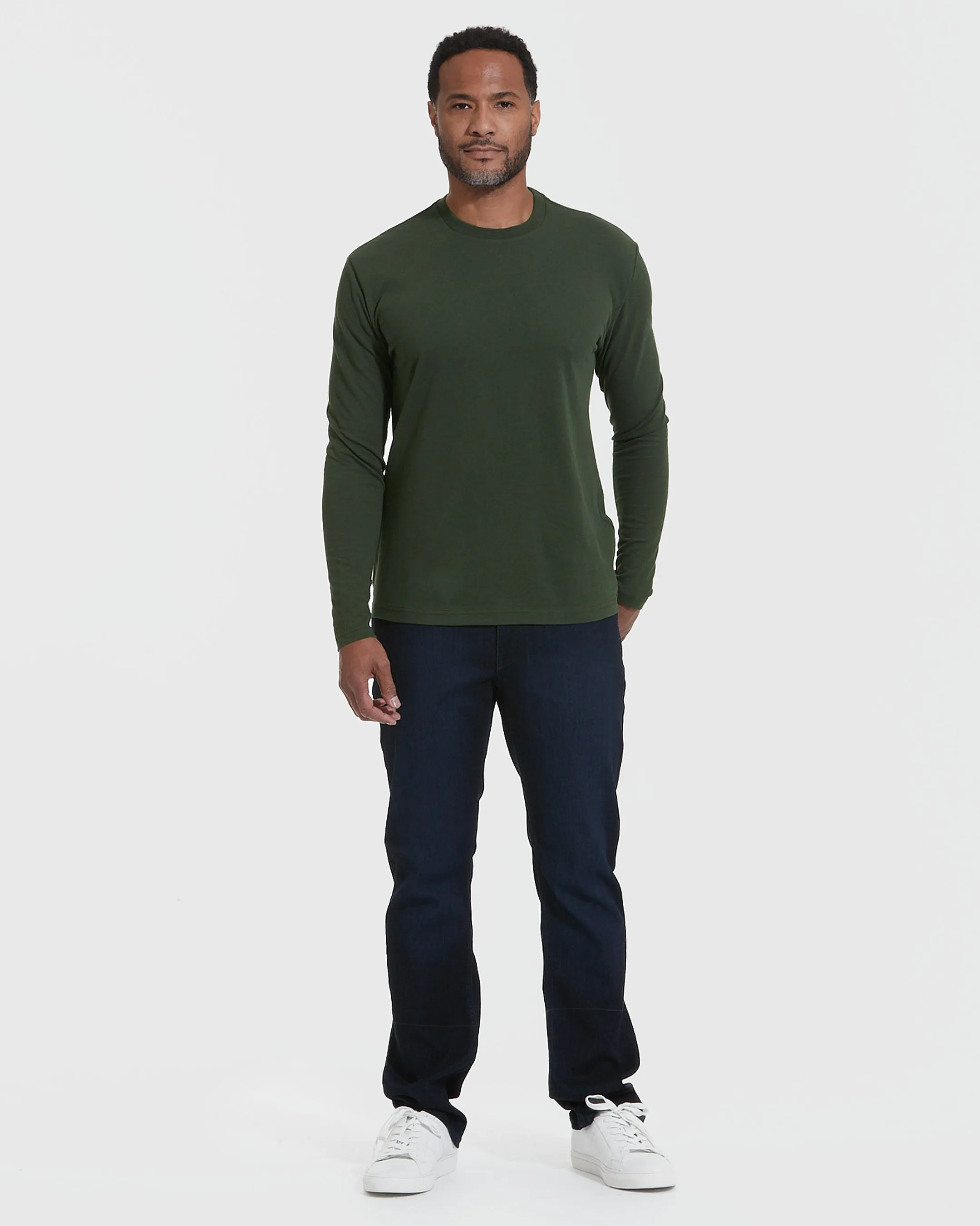 Dark Olive Classic Long Sleeve Crew Neck sold by True Classic product image thumbnail 5