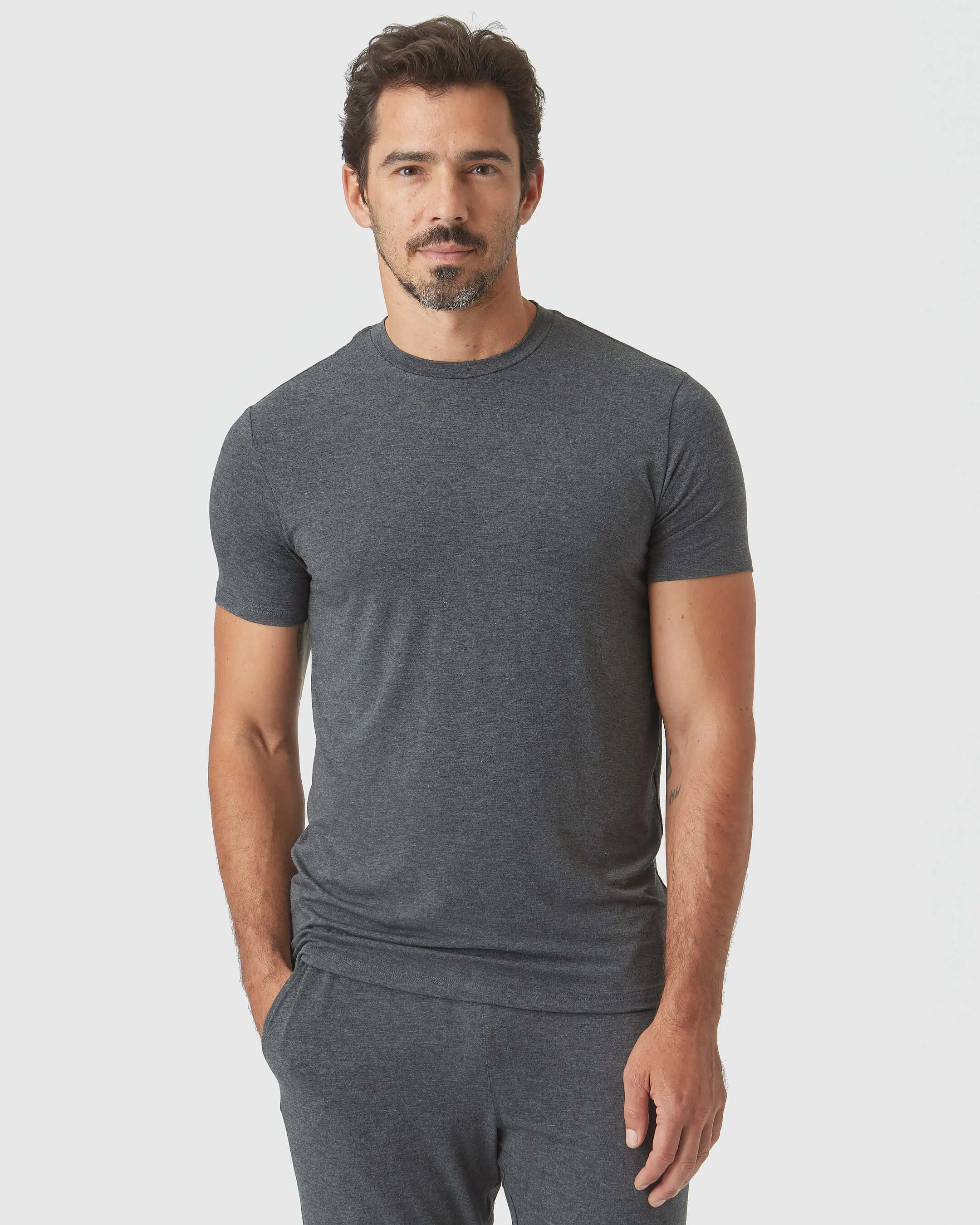 Charcoal Heather Gray Loungewear Short Sleeve Tee And Pant Set sold by True Classic product image thumbnail 2