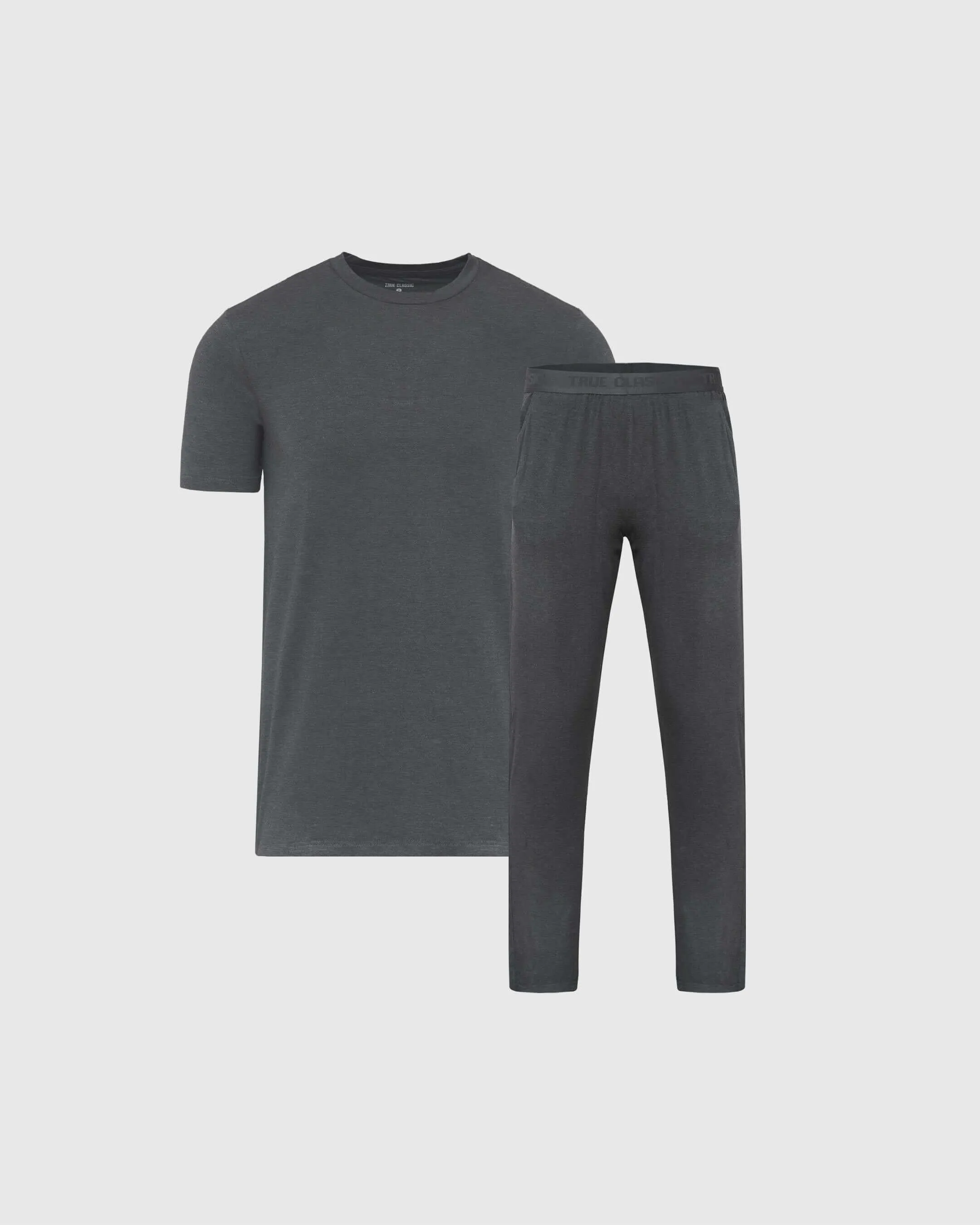 Charcoal Heather Gray Loungewear Short Sleeve Tee And Pant Set sold by True Classic