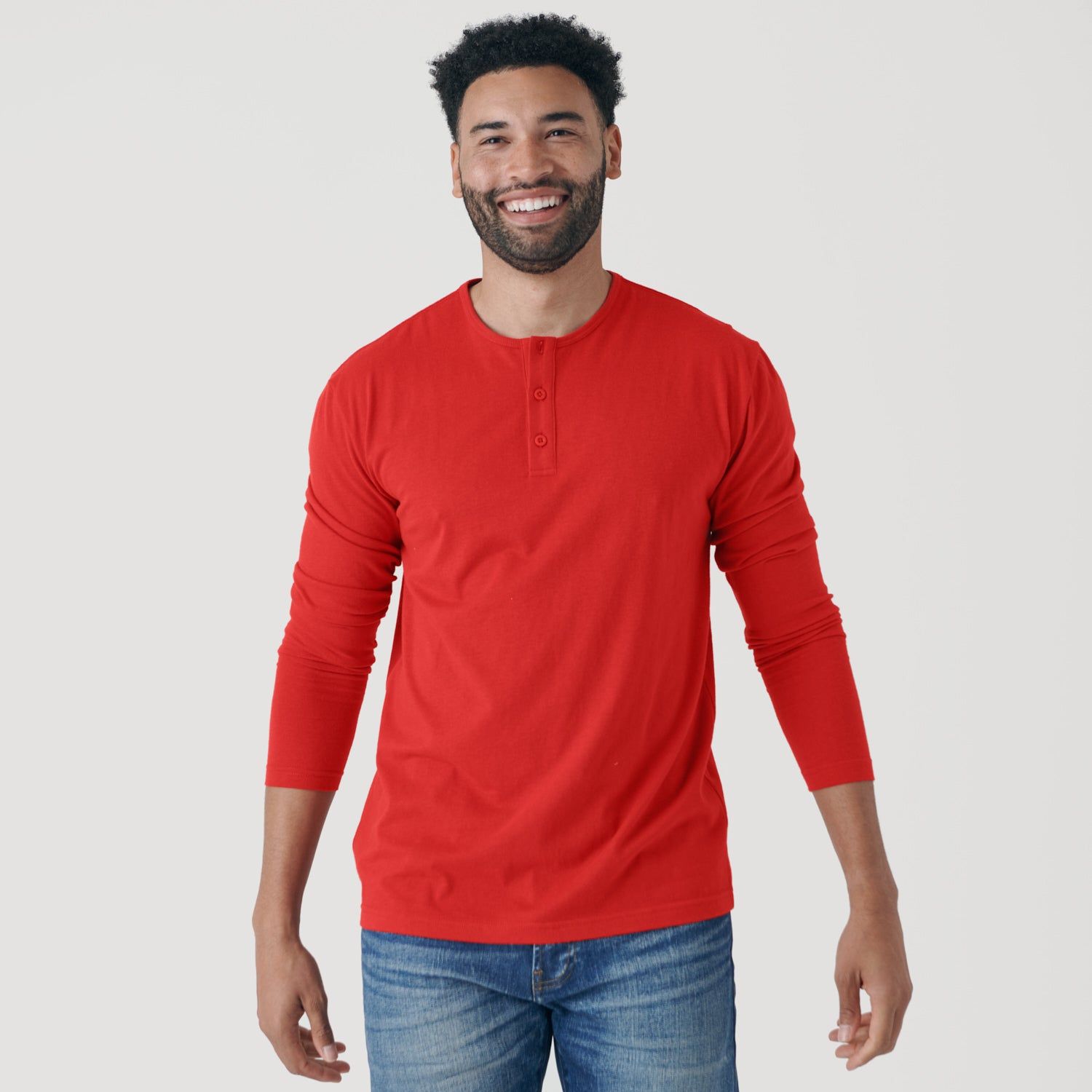 True Red Long Sleeve Henley sold by True Classic