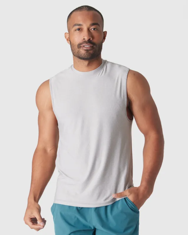 Light Heather Gray Sleeveless Active Muscle Tee sold by True Classic