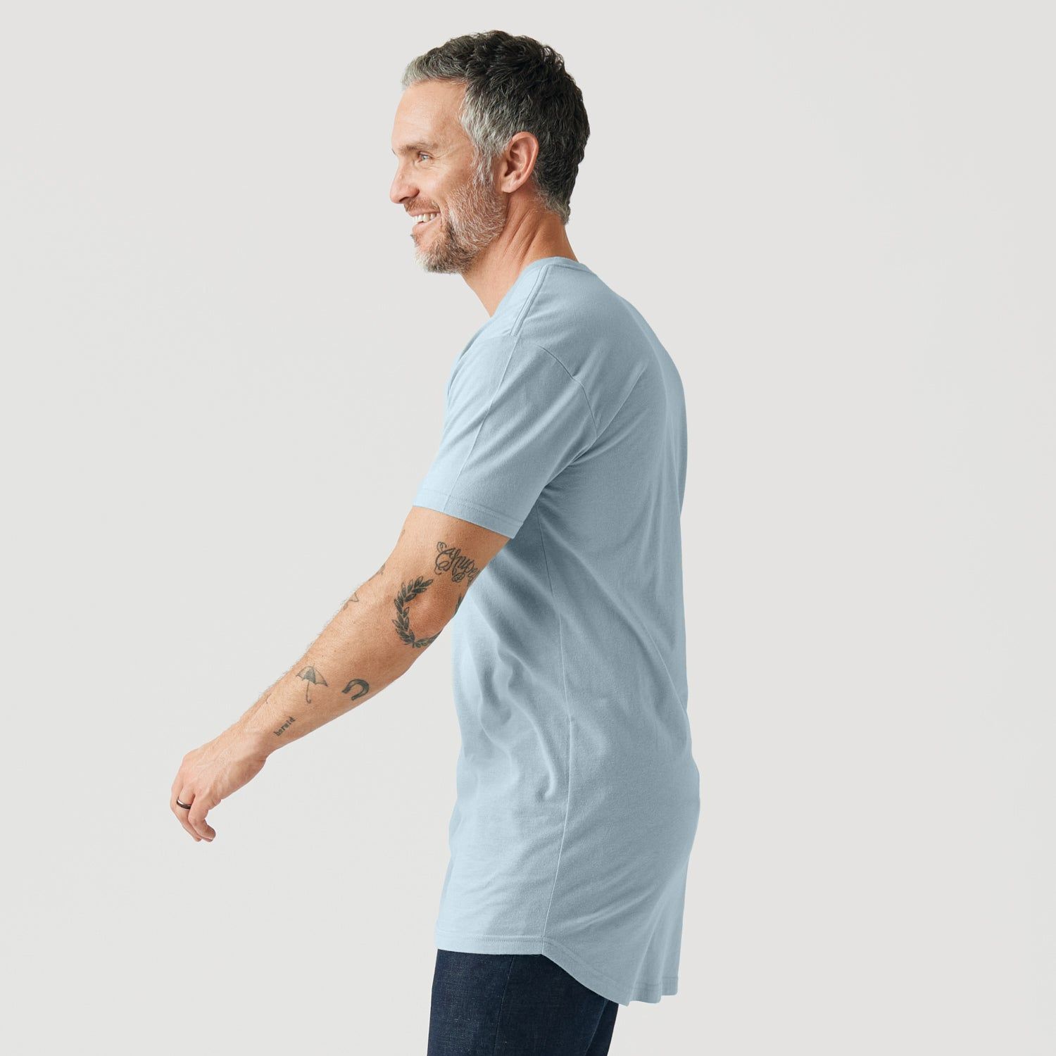 Pale Blue Tall Round Hem Crew Neck T-Shirt sold by True Classic product image thumbnail 3