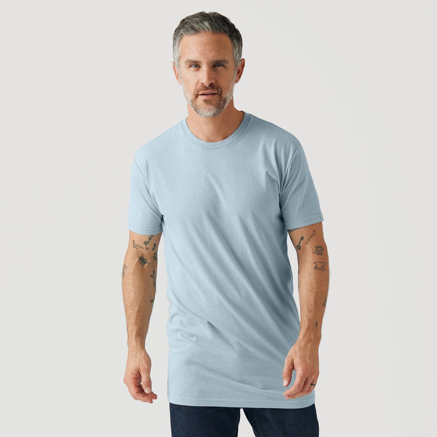 Pale Blue Tall Round Hem Crew Neck T-Shirt sold by True Classic