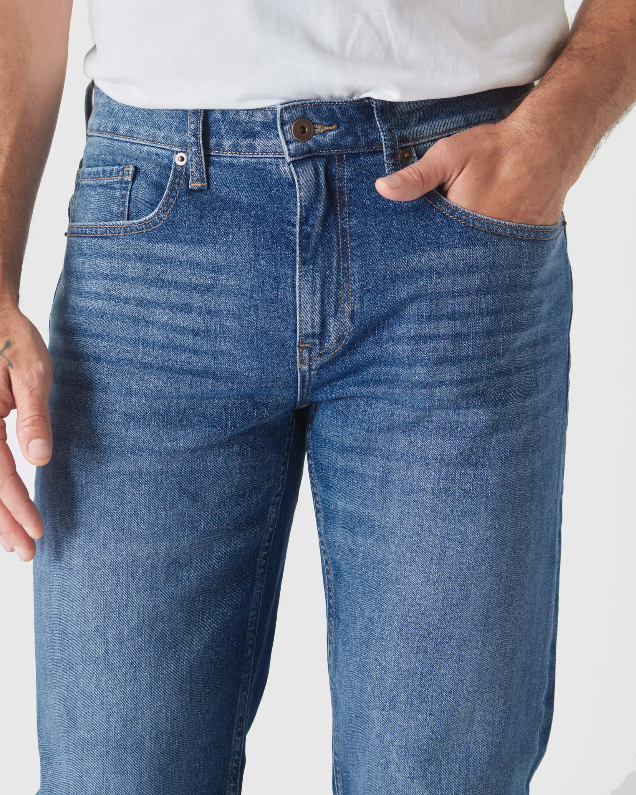 Medium Indigo Wash Straight Authentic Denim Jeans sold by True Classic product image thumbnail 4