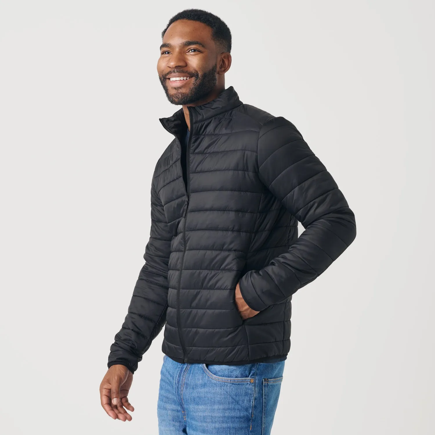 Black Quilted Puffer Jacket sold by True Classic product image thumbnail 4