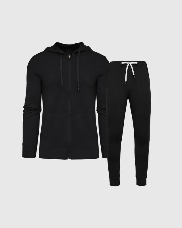 Black Active Comfort Full Zip and Jogger Set sold by True Classic