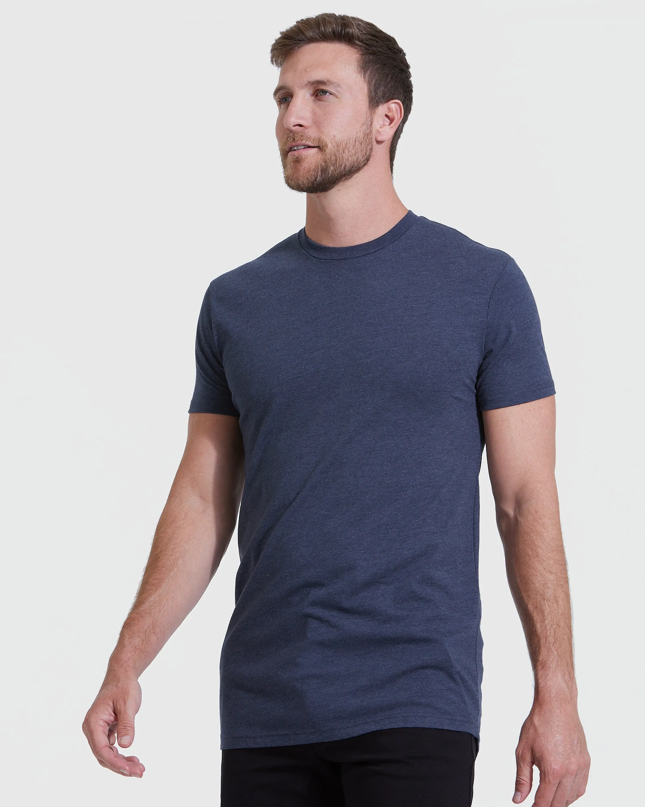 Heather Navy Tall Round Hem Crew Neck T-Shirt sold by True Classic product image thumbnail 3
