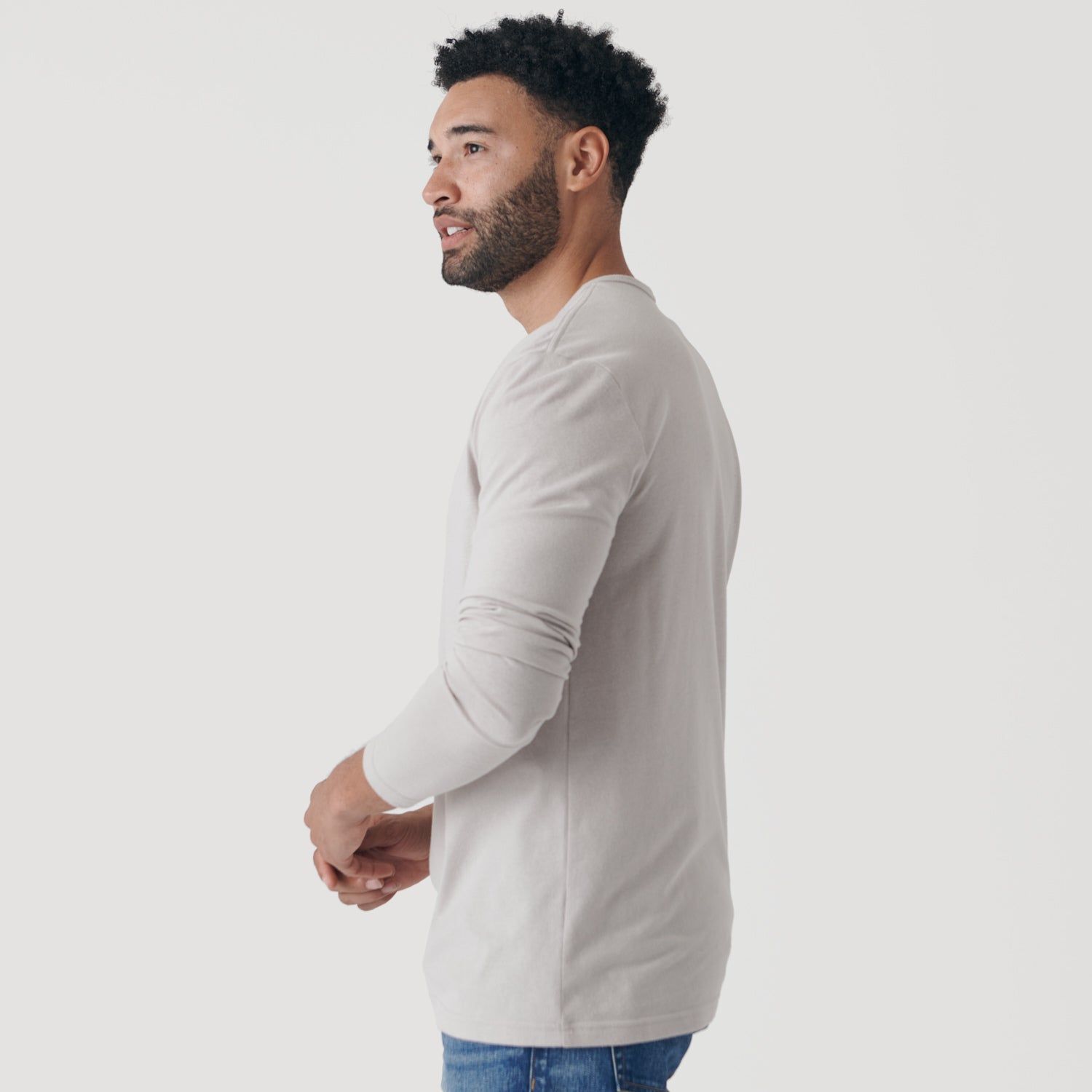 Light Gray Long Sleeve Henley sold by True Classic product image thumbnail 4