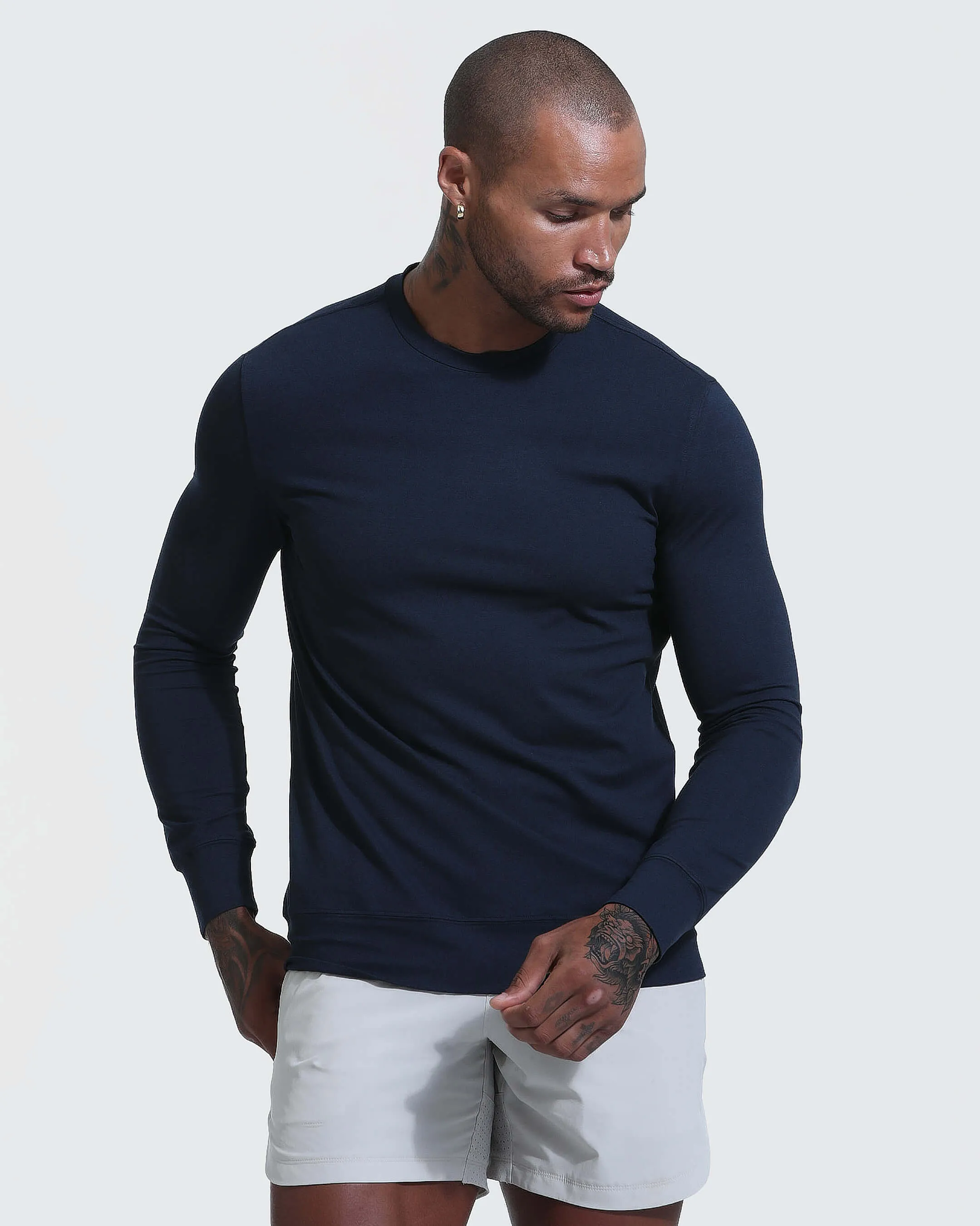 Heather Navy Active Comfort Crew Sweatshirt sold by True Classic