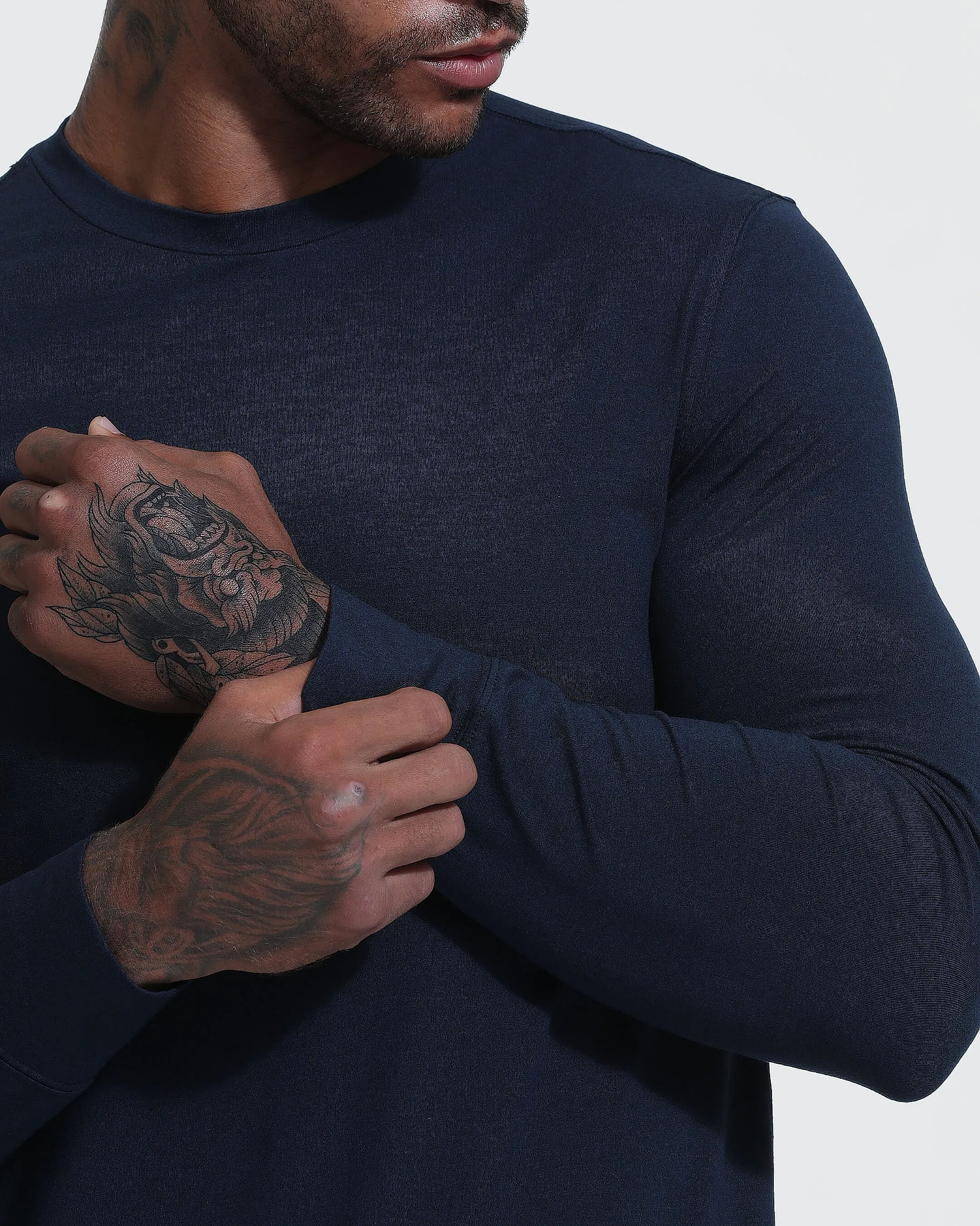 Heather Navy Active Comfort Crew Sweatshirt sold by True Classic product image thumbnail 5