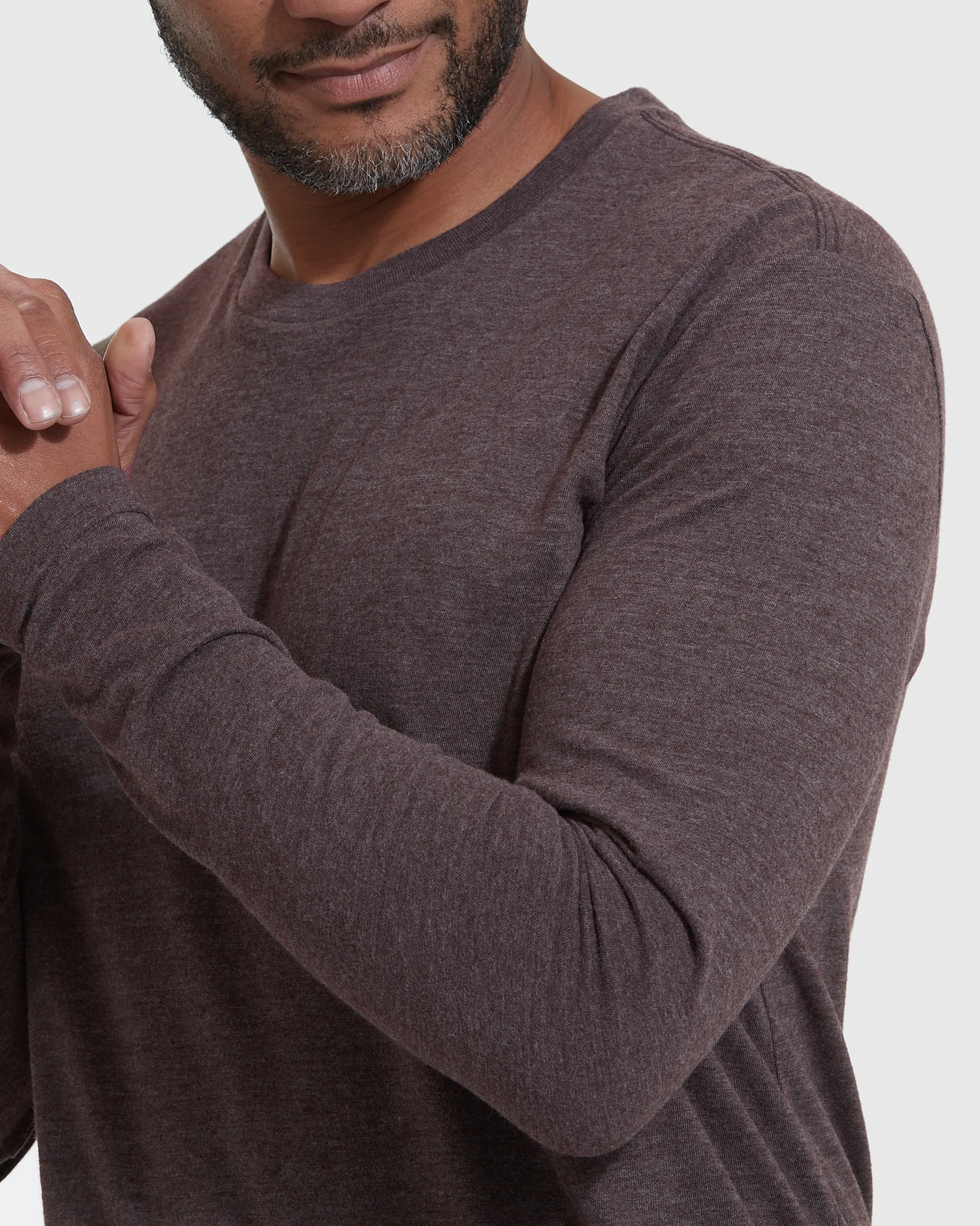 Heather Dark Oak Classic Long Sleeve Crew Neck sold by True Classic product image thumbnail 5