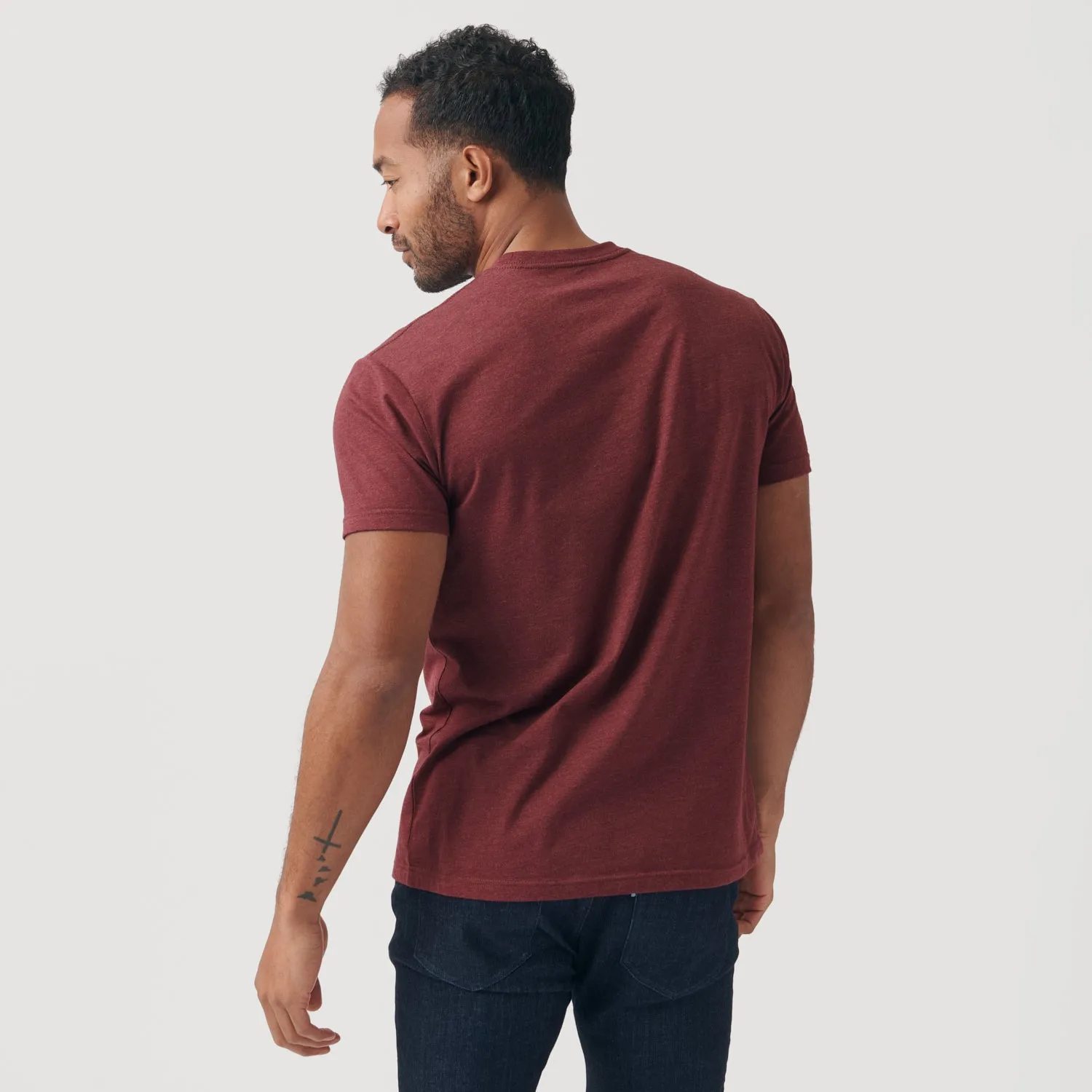 Heather Burgundy Short Sleeve Crew Neck Tee sold by True Classic product image thumbnail 3
