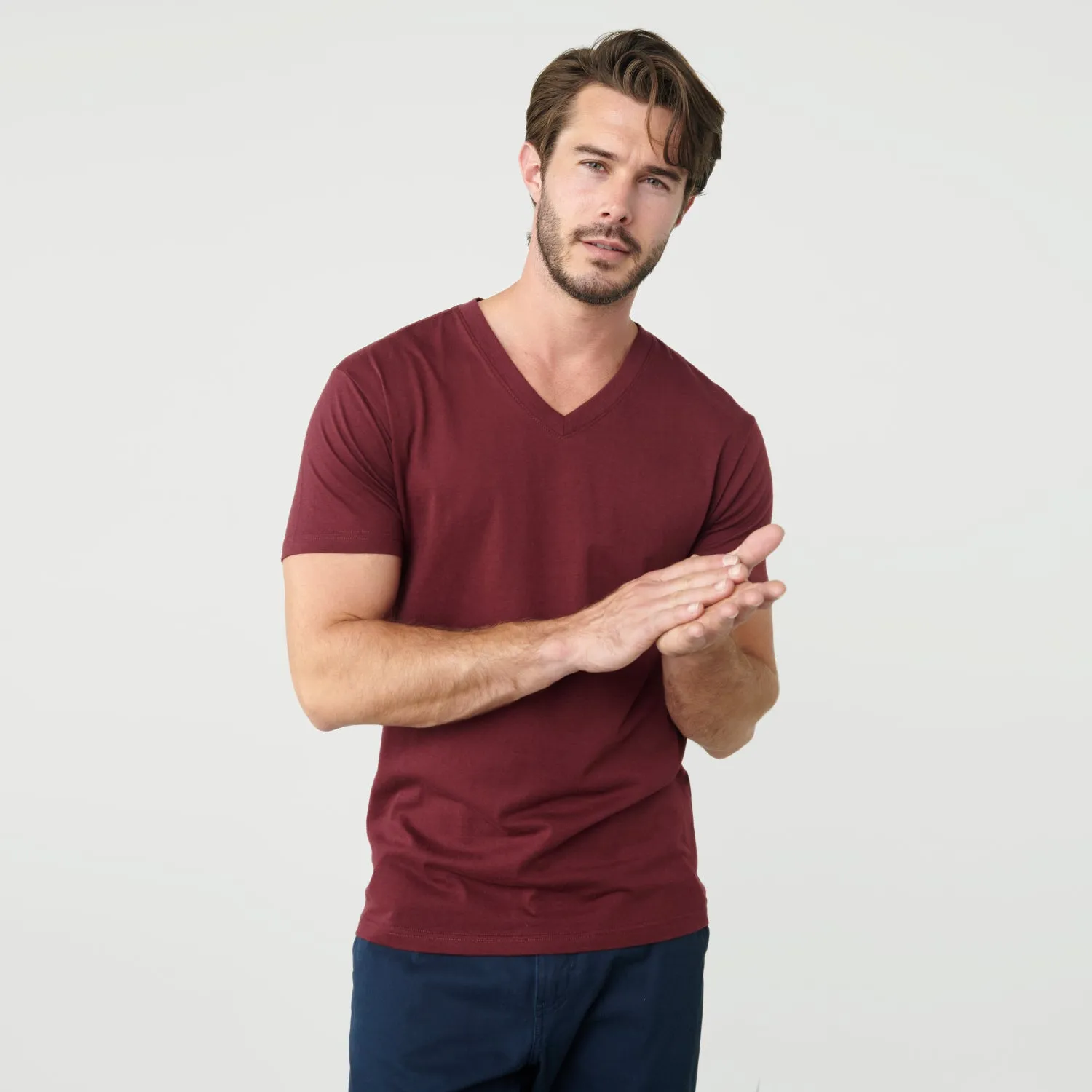 Burgundy V-Neck Tee sold by True Classic