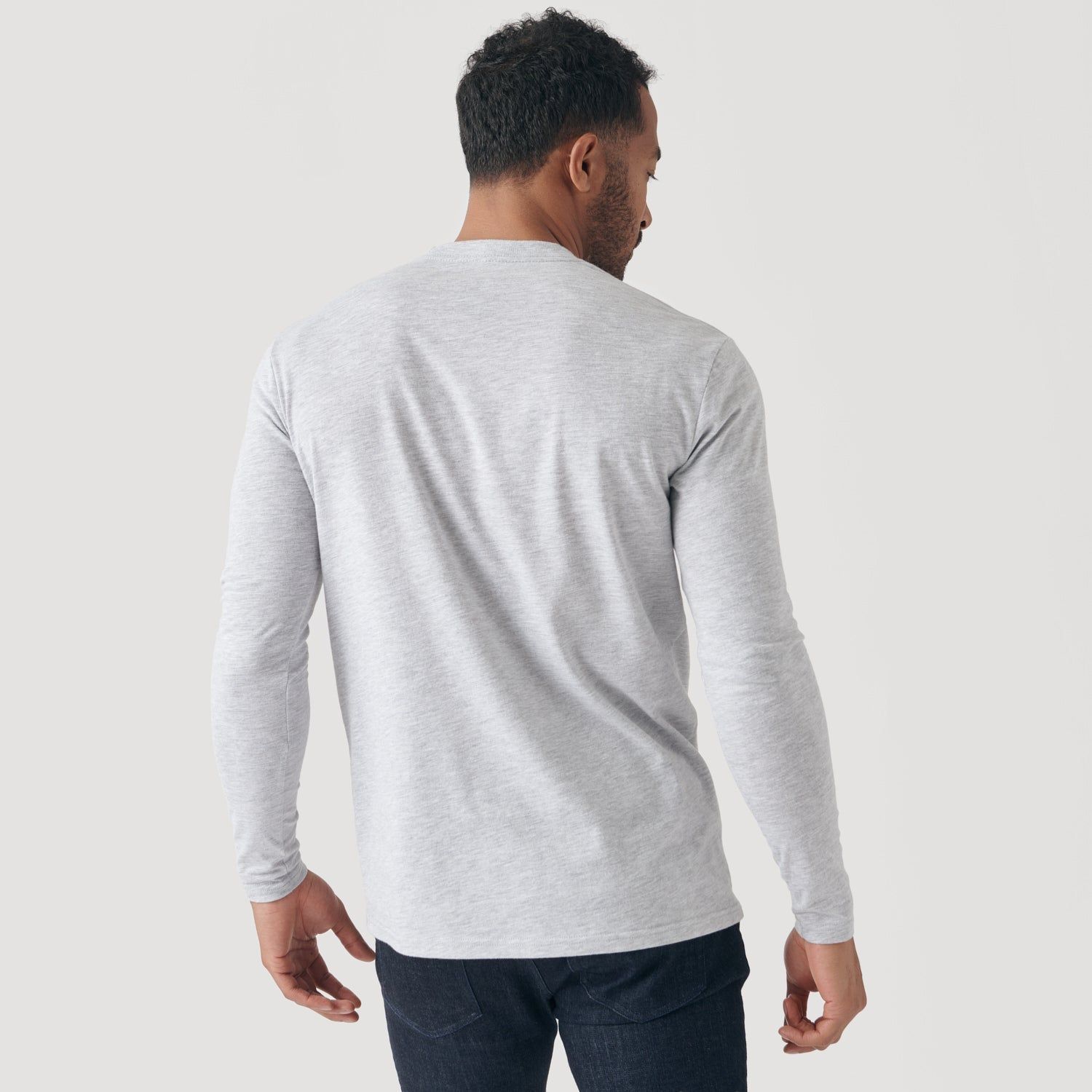 Light Gray Long Sleeve Crew Neck Tee sold by True Classic product image thumbnail 3