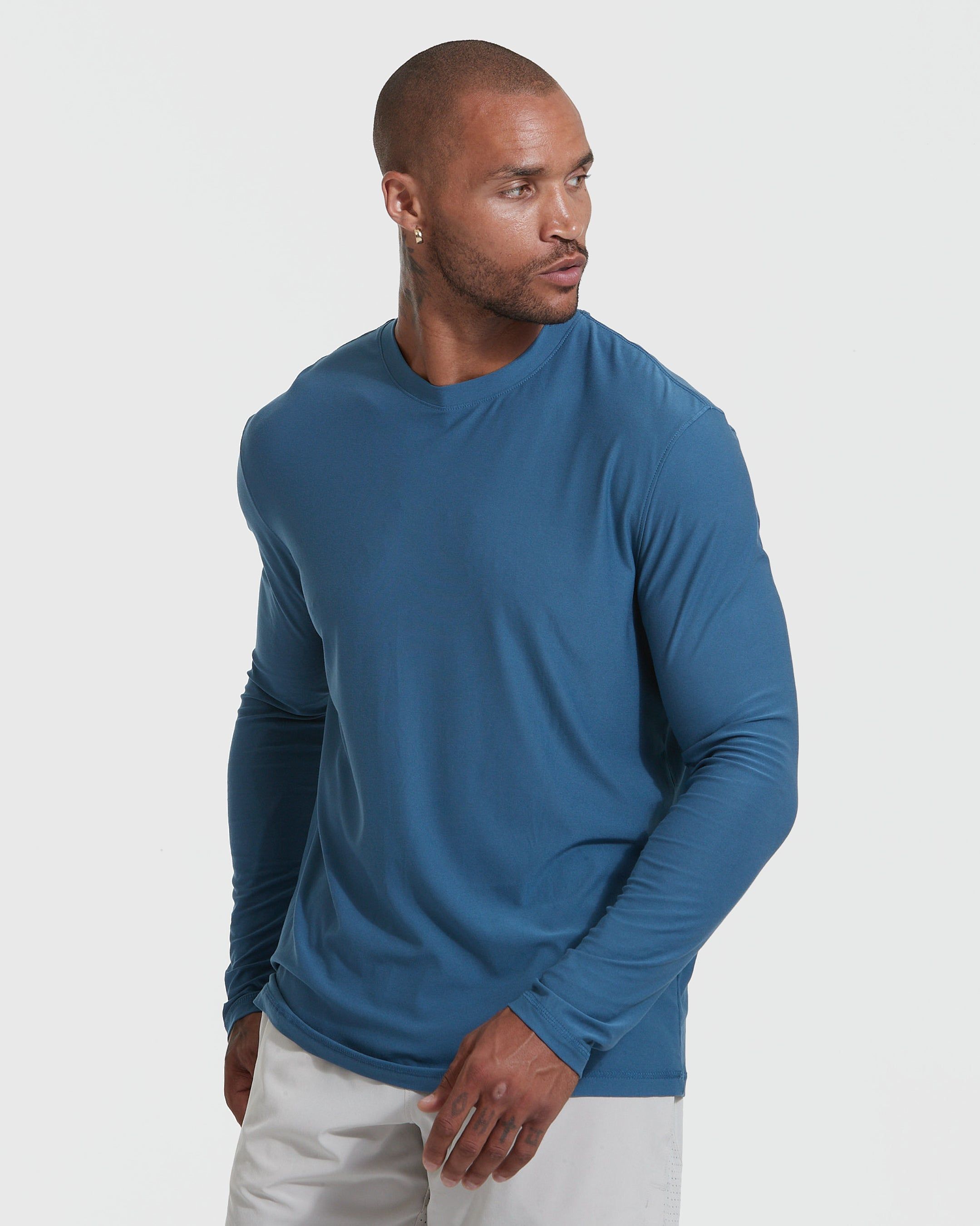 Stone Blue Active Long Sleeve Crew T-Shirt sold by True Classic product image thumbnail 3