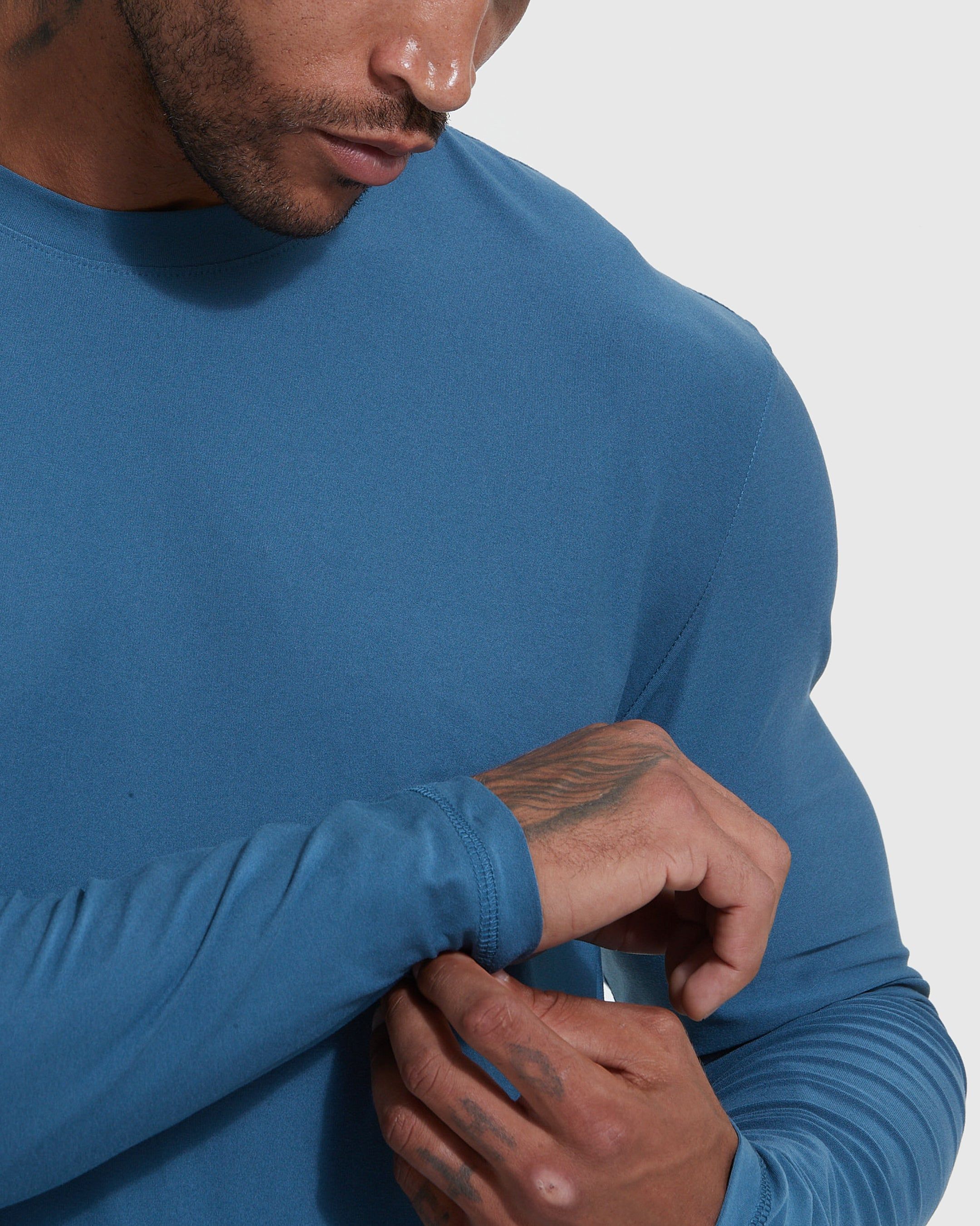 Stone Blue Active Long Sleeve Crew T-Shirt sold by True Classic product image thumbnail 5