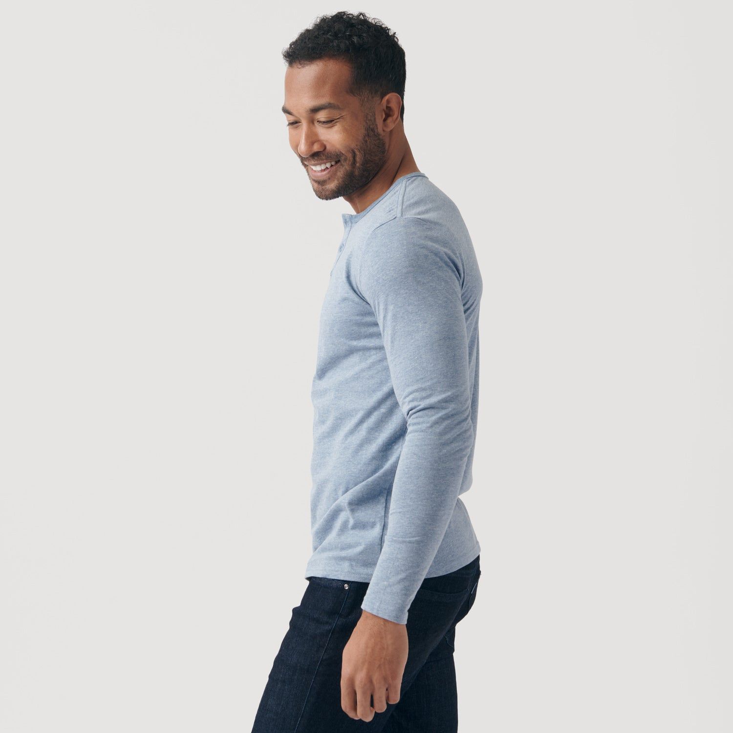 Heather Indigo Long Sleeve Henley sold by True Classic product image thumbnail 4
