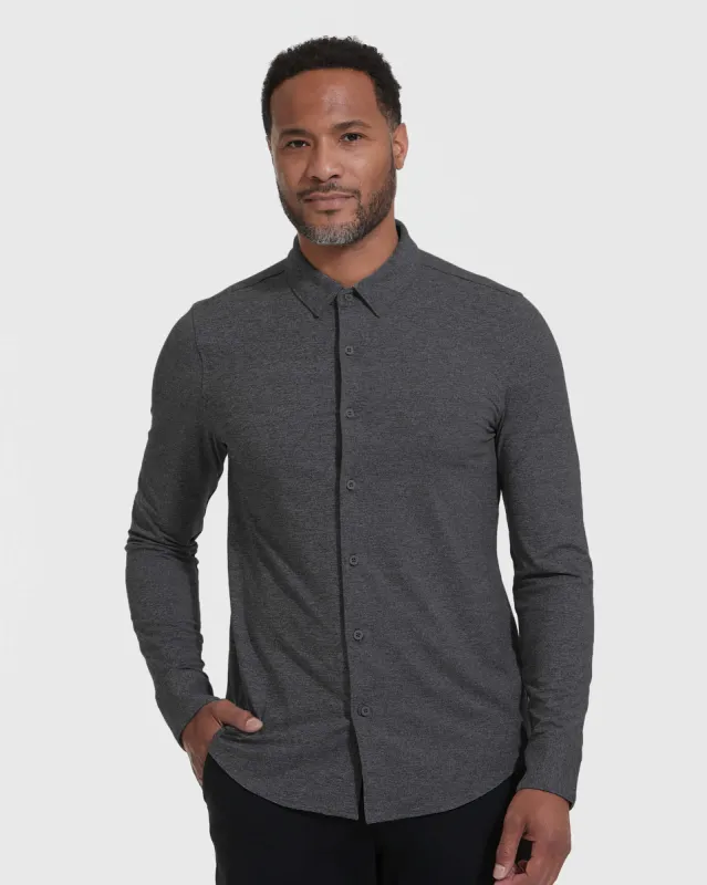 Charcoal Heather Long Sleeve Gray Do-It-All Comfort Shirt sold by True Classic