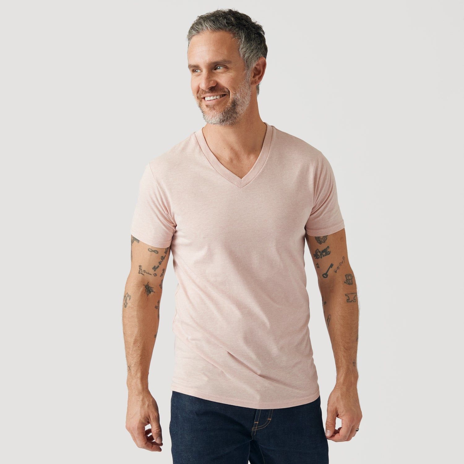 Heather Dusty Pink V-Neck T-Shirt sold by True Classic