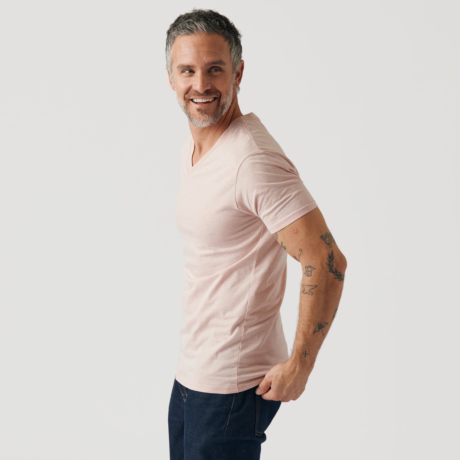 Heather Dusty Pink V-Neck T-Shirt sold by True Classic product image thumbnail 4