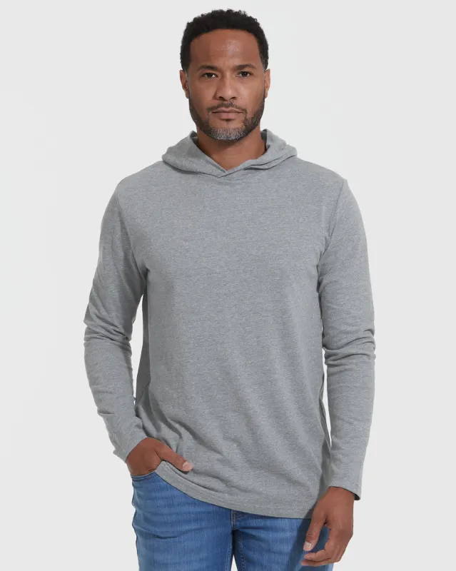 Heather Gray Hooded Long Sleeve T-Shirt sold by True Classic