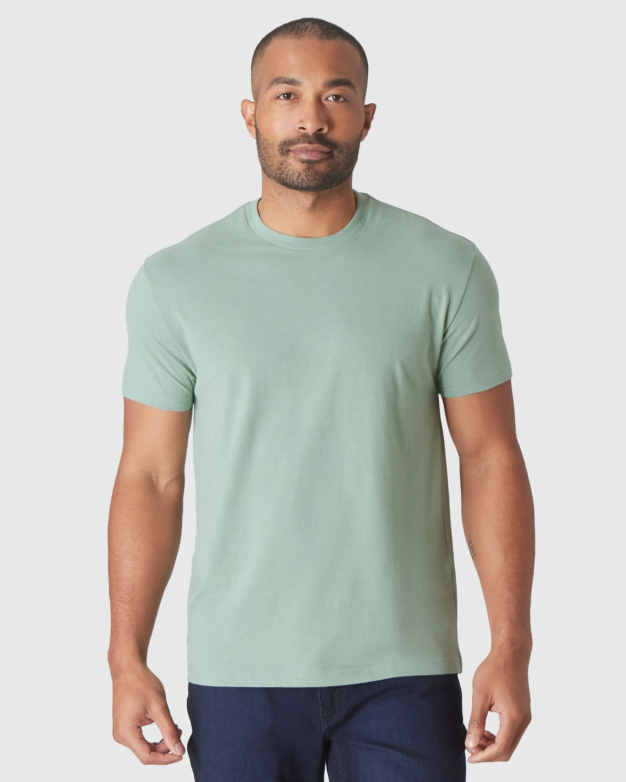 Heather Slate Green Short Sleeve Crew Neck T Shirt sold by True Classic