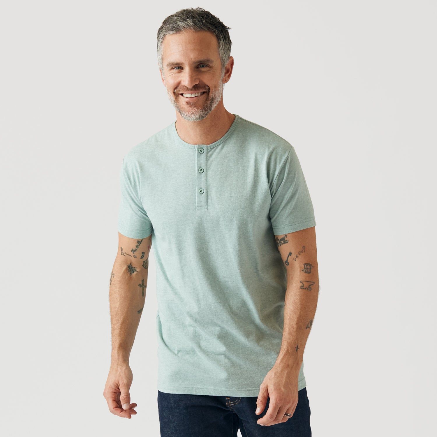 Heather Sage Short Sleeve Henley sold by True Classic