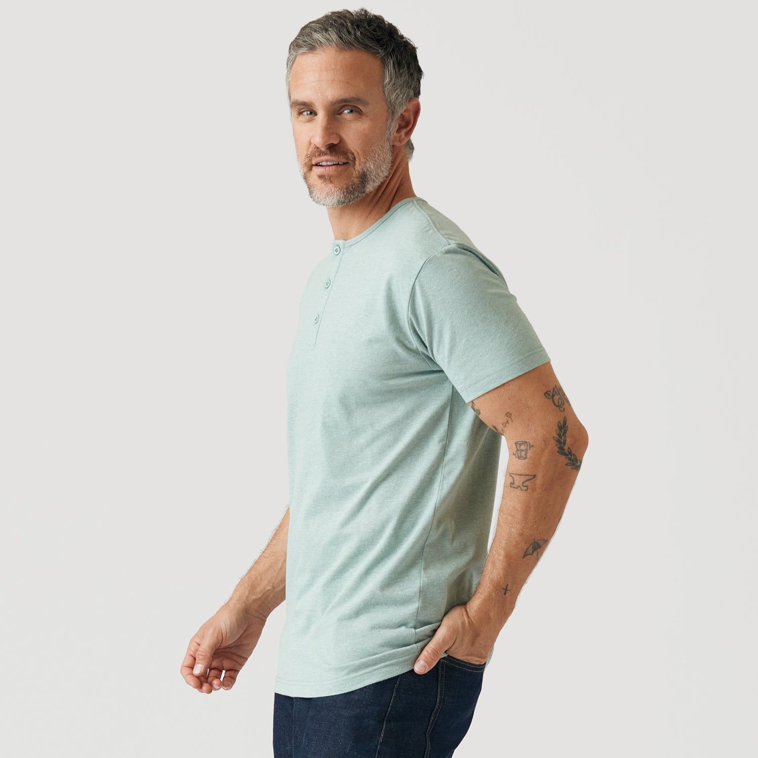 Heather Sage Short Sleeve Henley sold by True Classic product image thumbnail 4