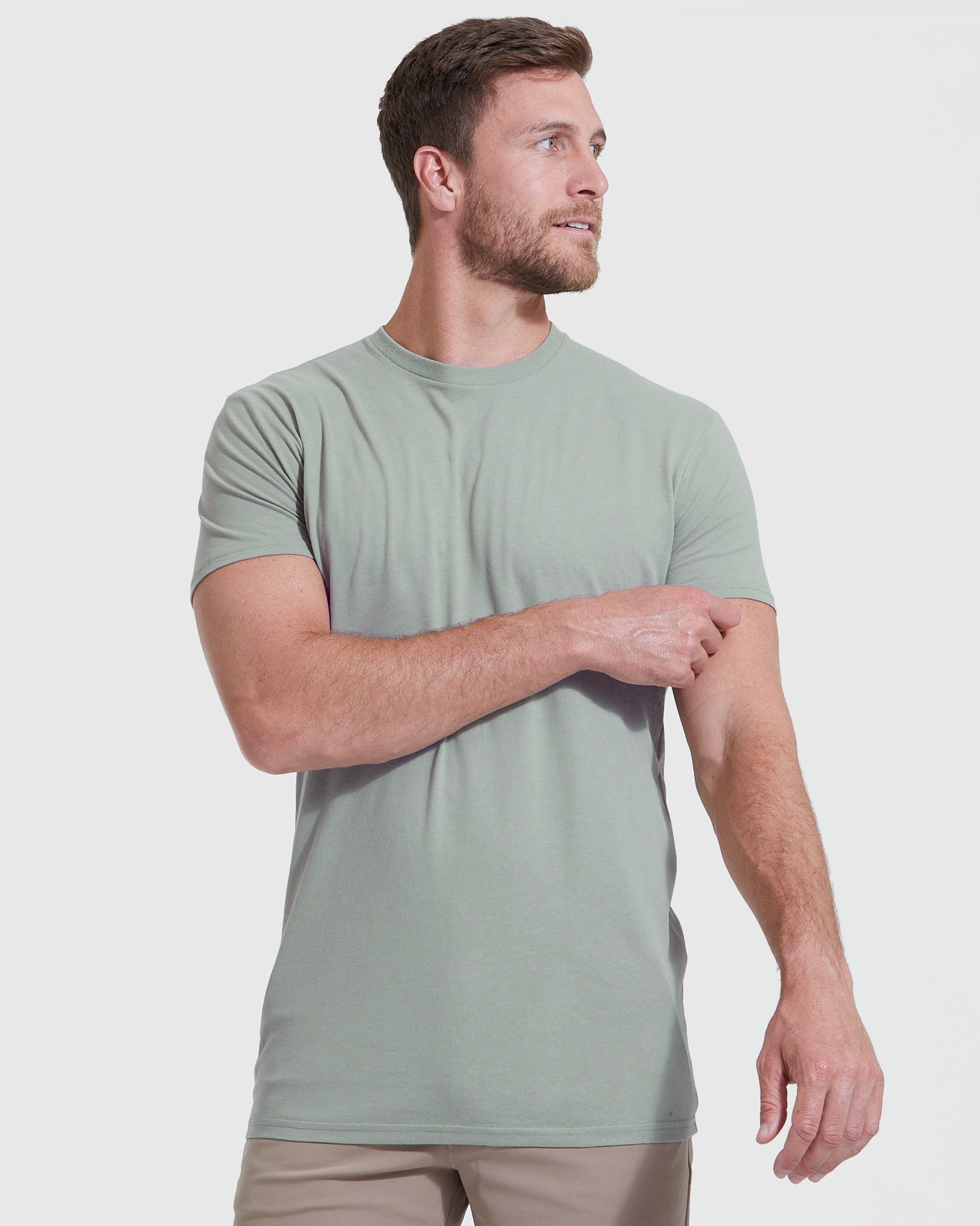 Slate Green Tall Round Hem Crew Neck T-Shirt sold by True Classic