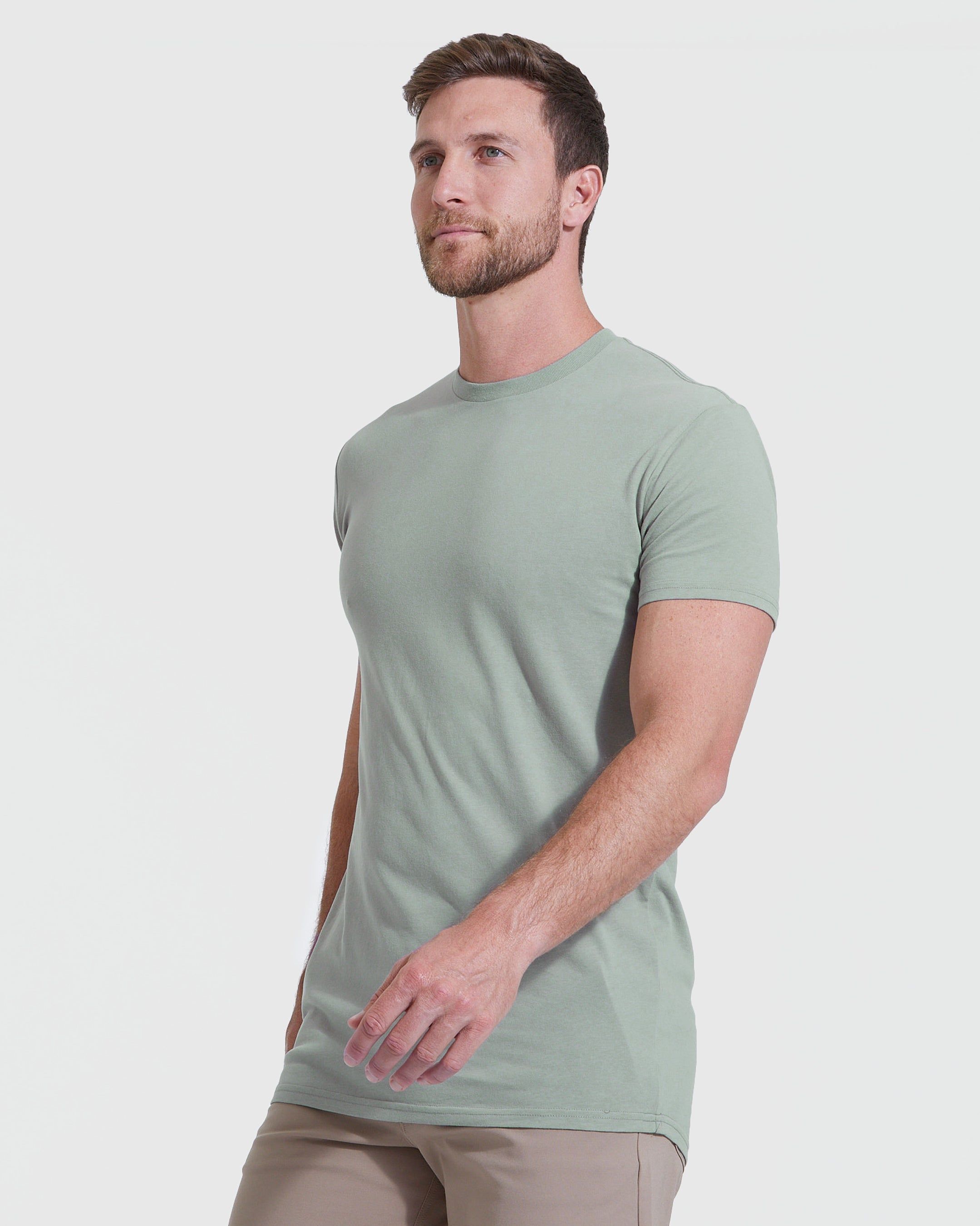 Slate Green Tall Round Hem Crew Neck T-Shirt sold by True Classic product image thumbnail 3