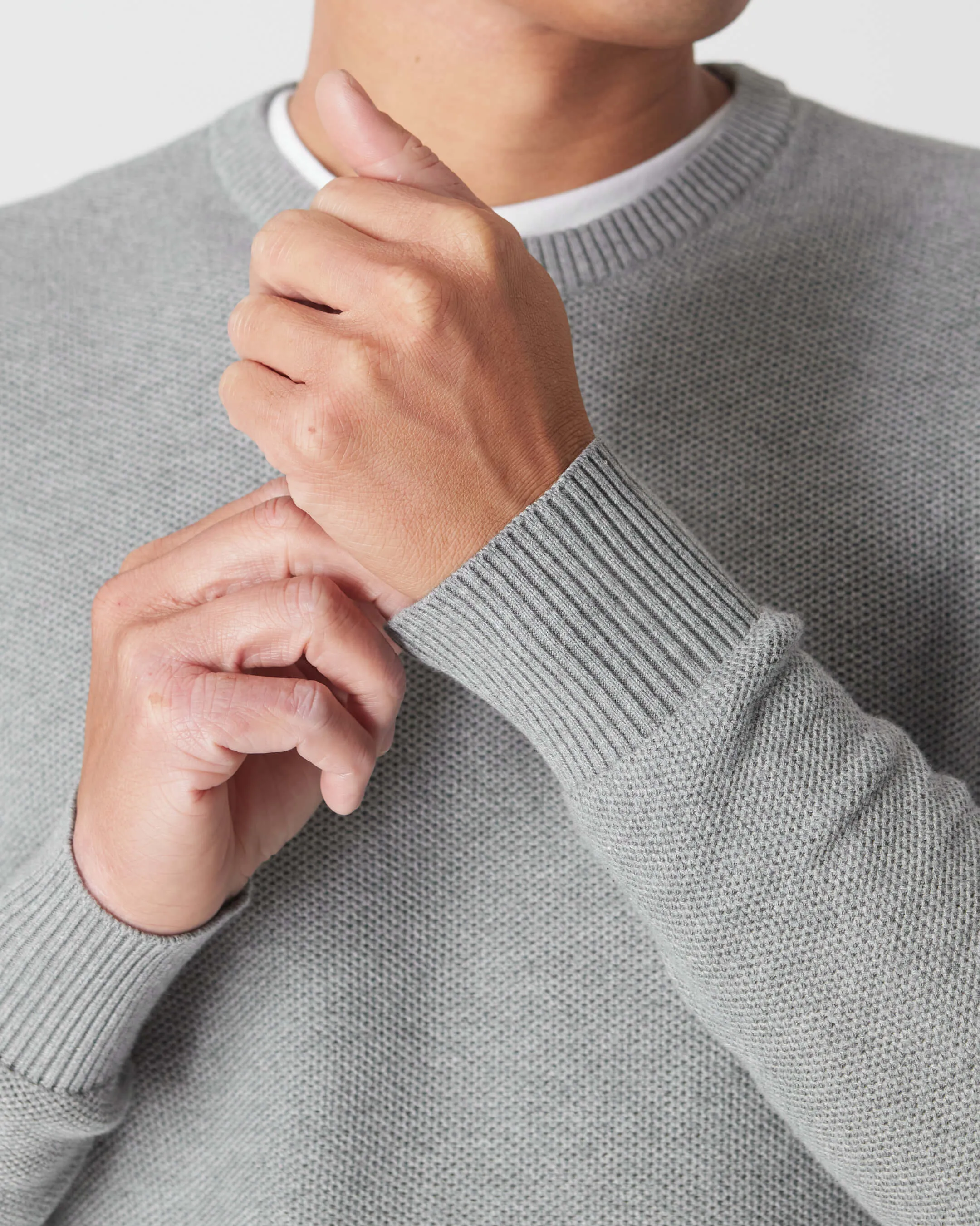 Heather Gray Pique Crew Sweater sold by True Classic product image thumbnail 5