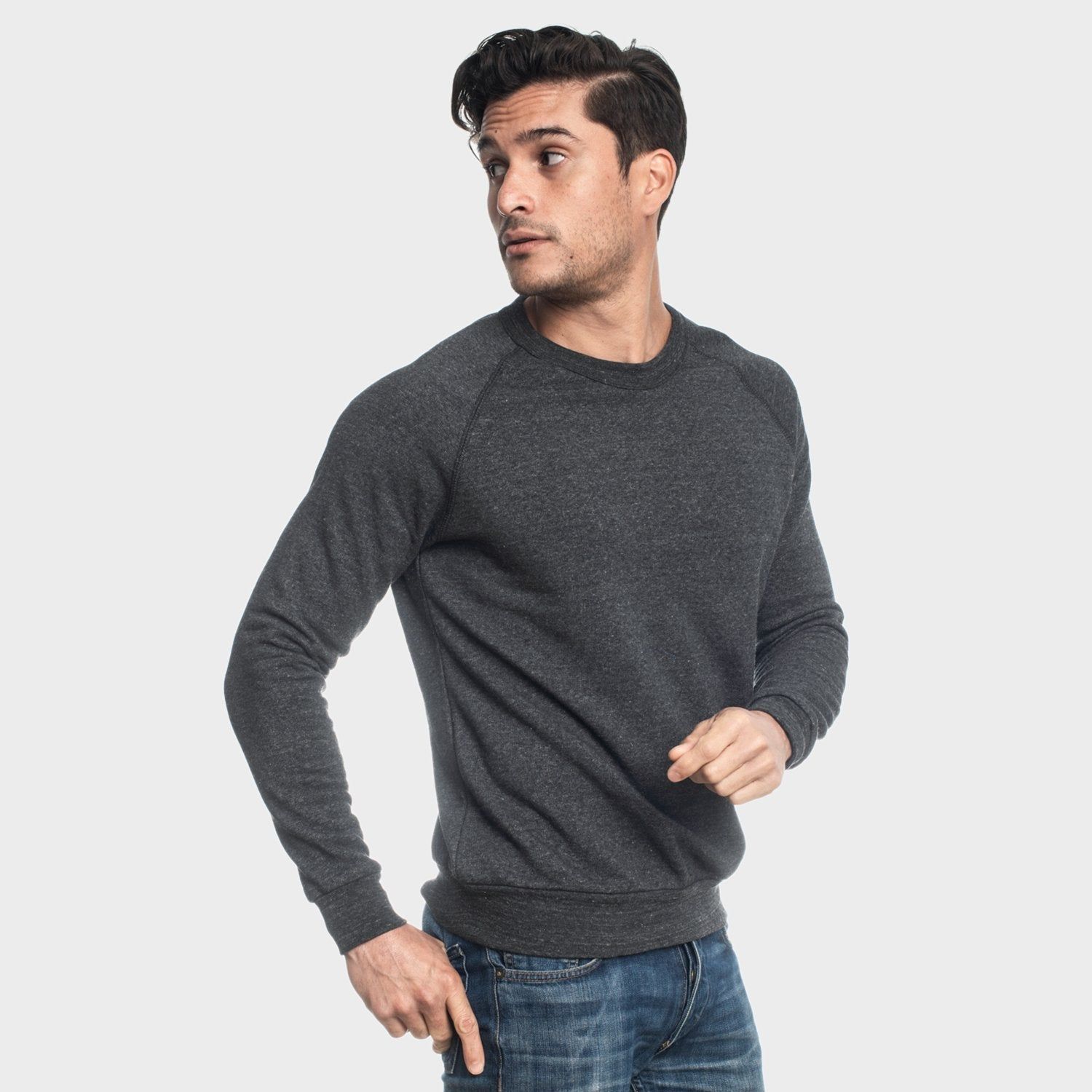 Charcoal Black Fleece Pull Over Sweatshirt sold by True Classic product image thumbnail 4