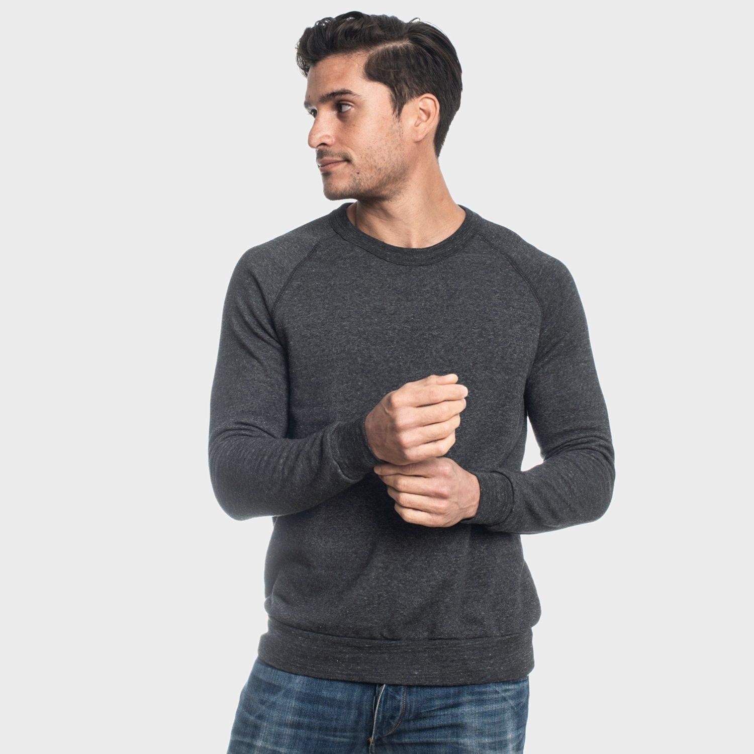 Charcoal Black Fleece Pull Over Sweatshirt sold by True Classic
