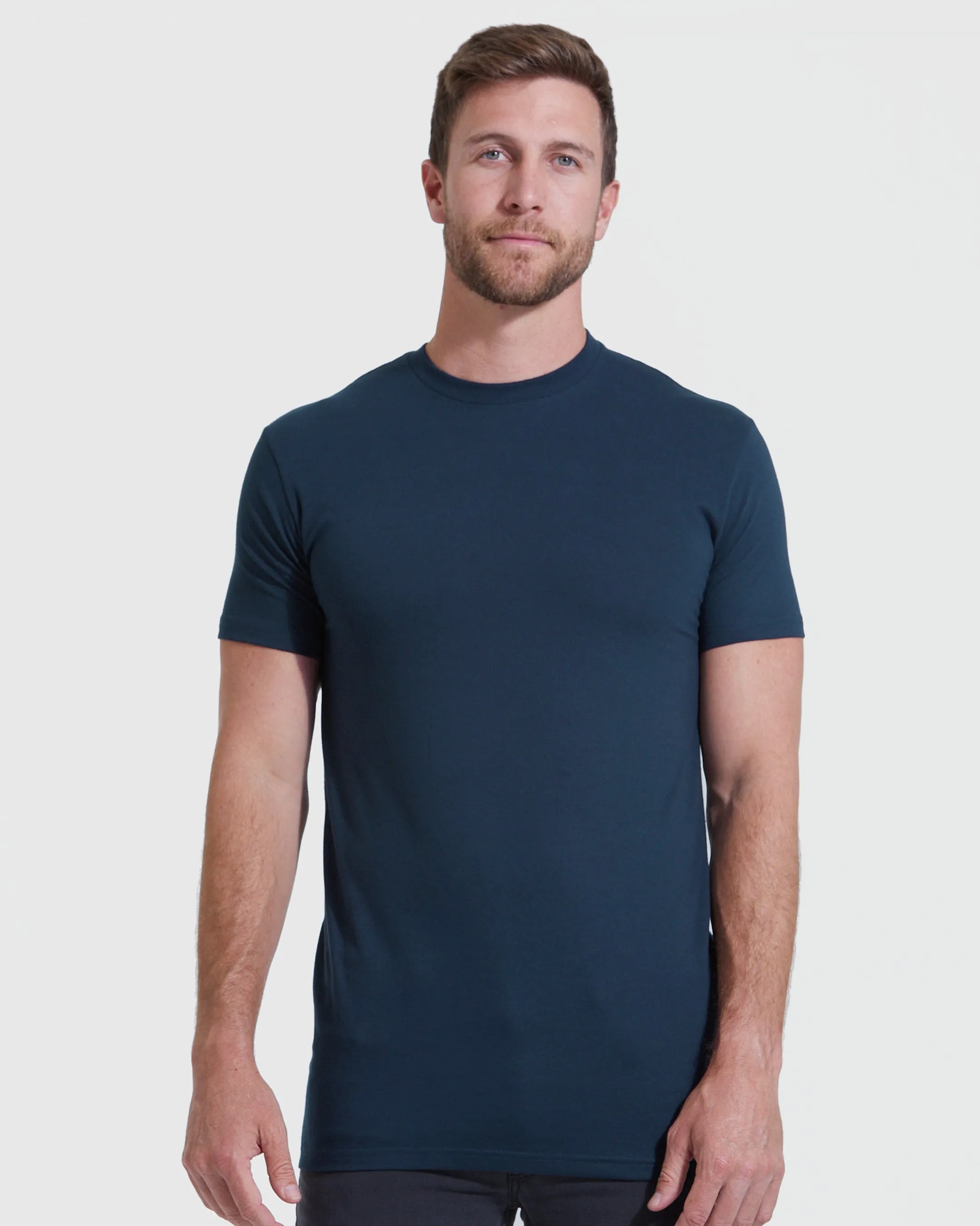 Navy Long Line Crew Neck Tee sold by True Classic