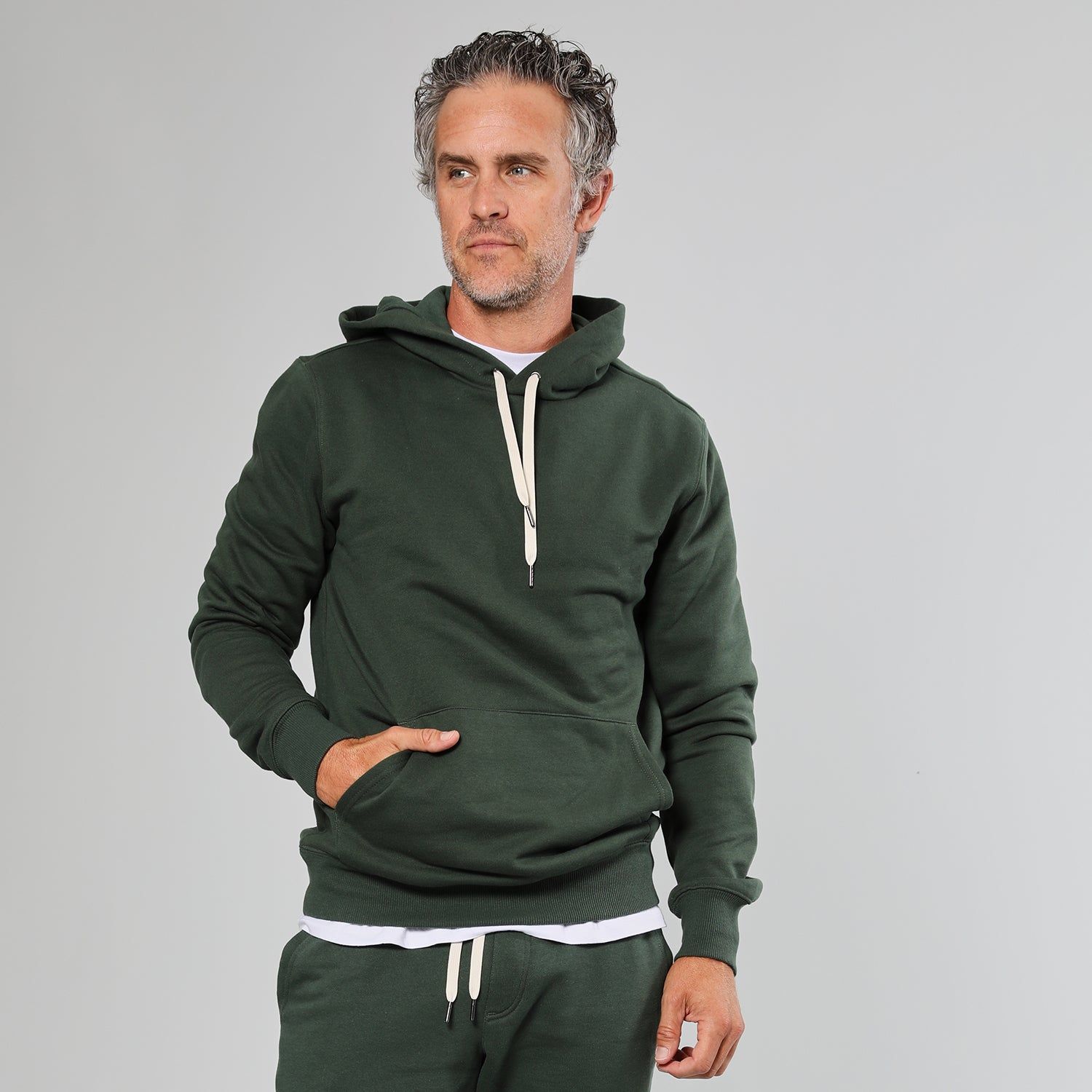 Hunter Green Fleece French Terry Pullover Hoodie sold by True Classic