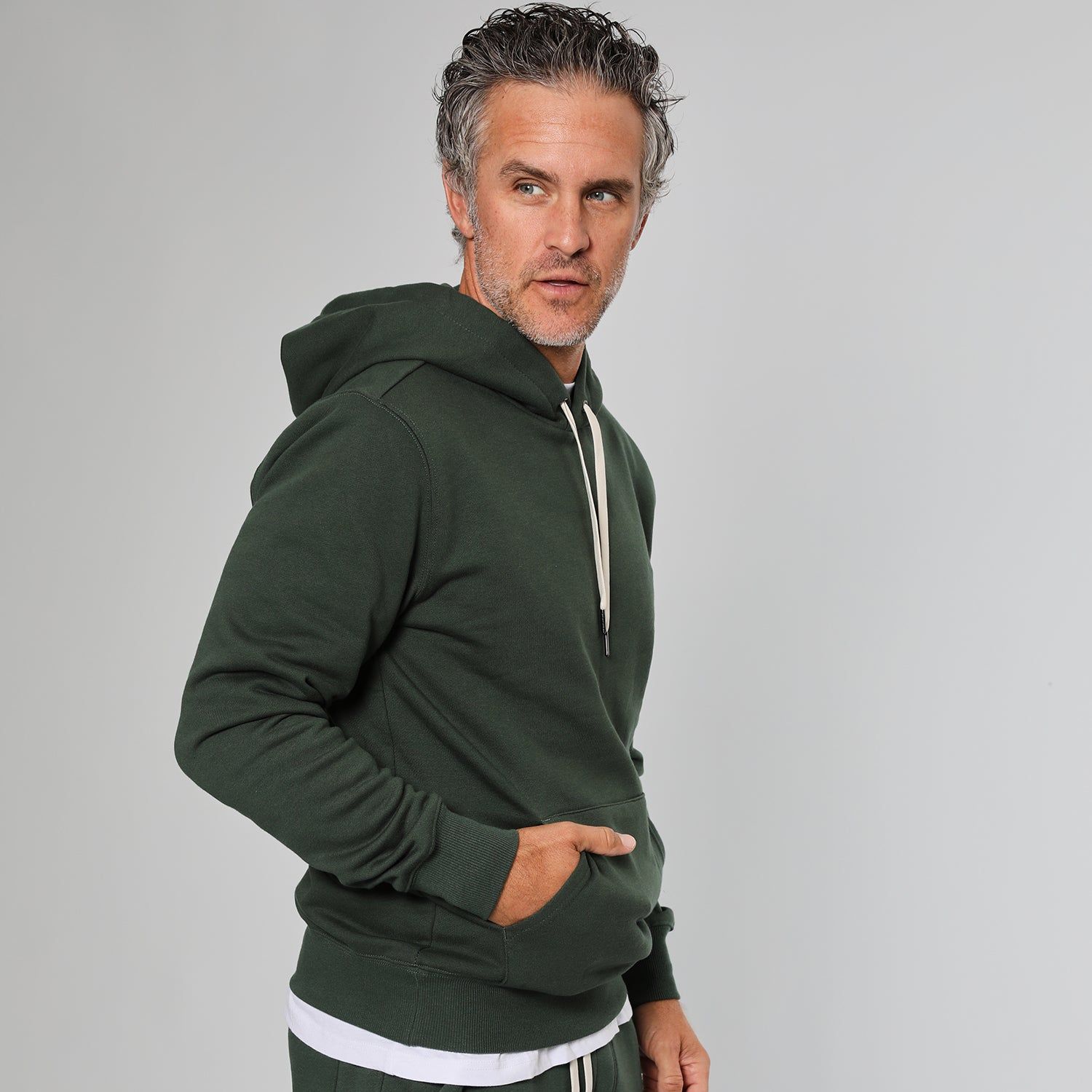 Hunter Green Fleece French Terry Pullover Hoodie sold by True Classic product image thumbnail 4