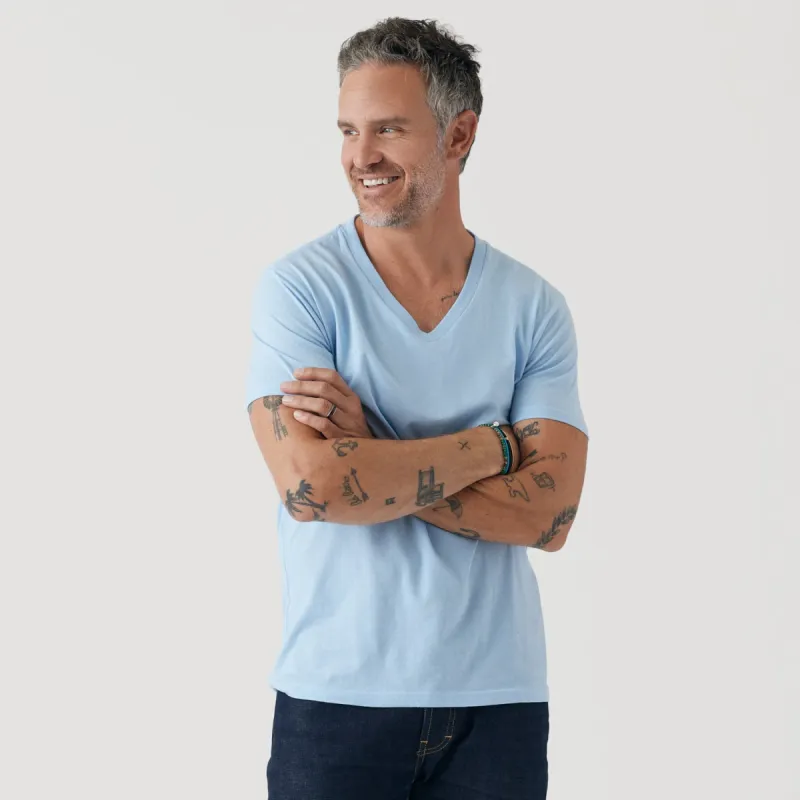 Oxford Blue V-Neck Tee made by True Classic