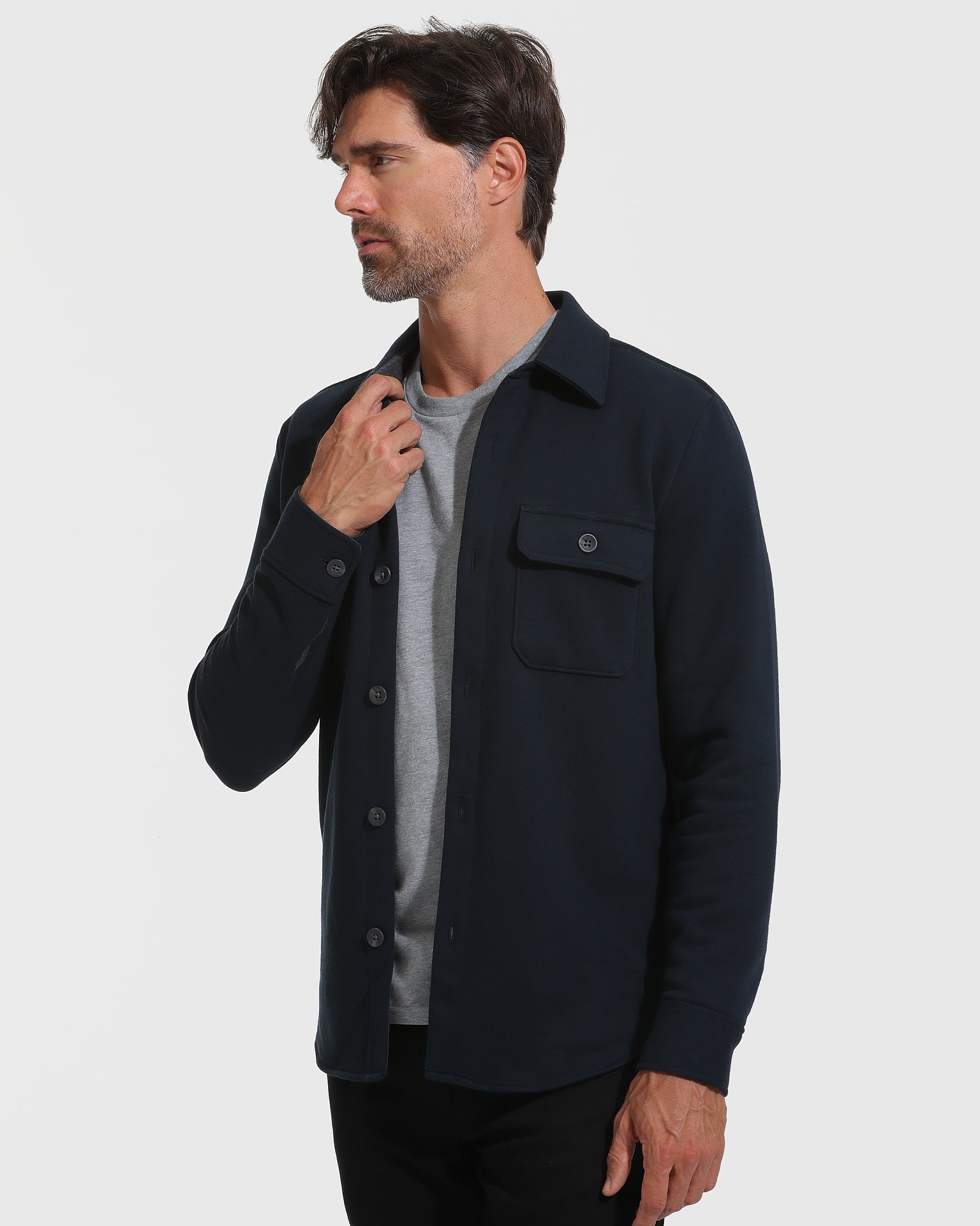 Navy Fleece Shacket sold by True Classic product image thumbnail 3
